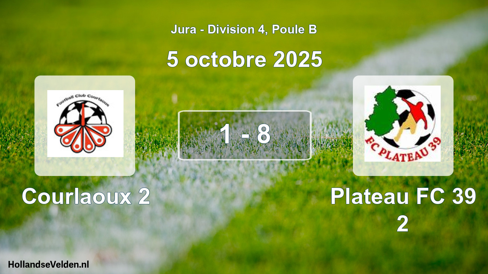 Match joué: Courlaoux 2 - Plateau FC 39 2 1 - 8 (5 octobre 2025)