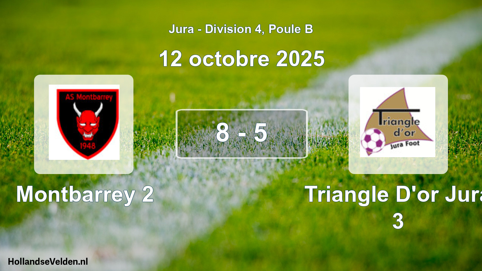 Match joué: Montbarrey 2 - Triangle D'or Jura 3 8 - 5 (12 octobre 2025)