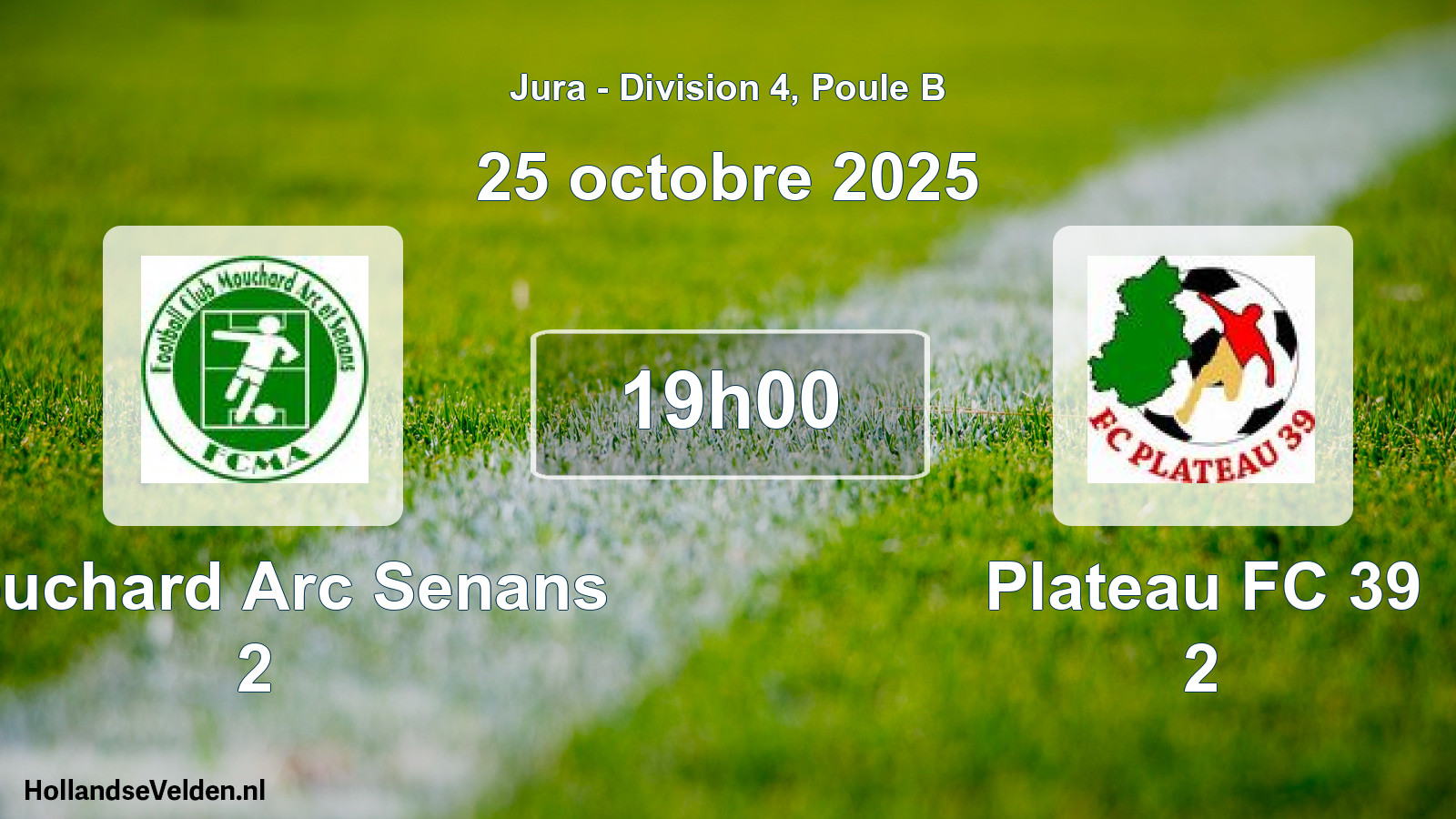 Match programmé: Mouchard Arc Senans 2 - Plateau FC 39 2 (25 octobre 2025)