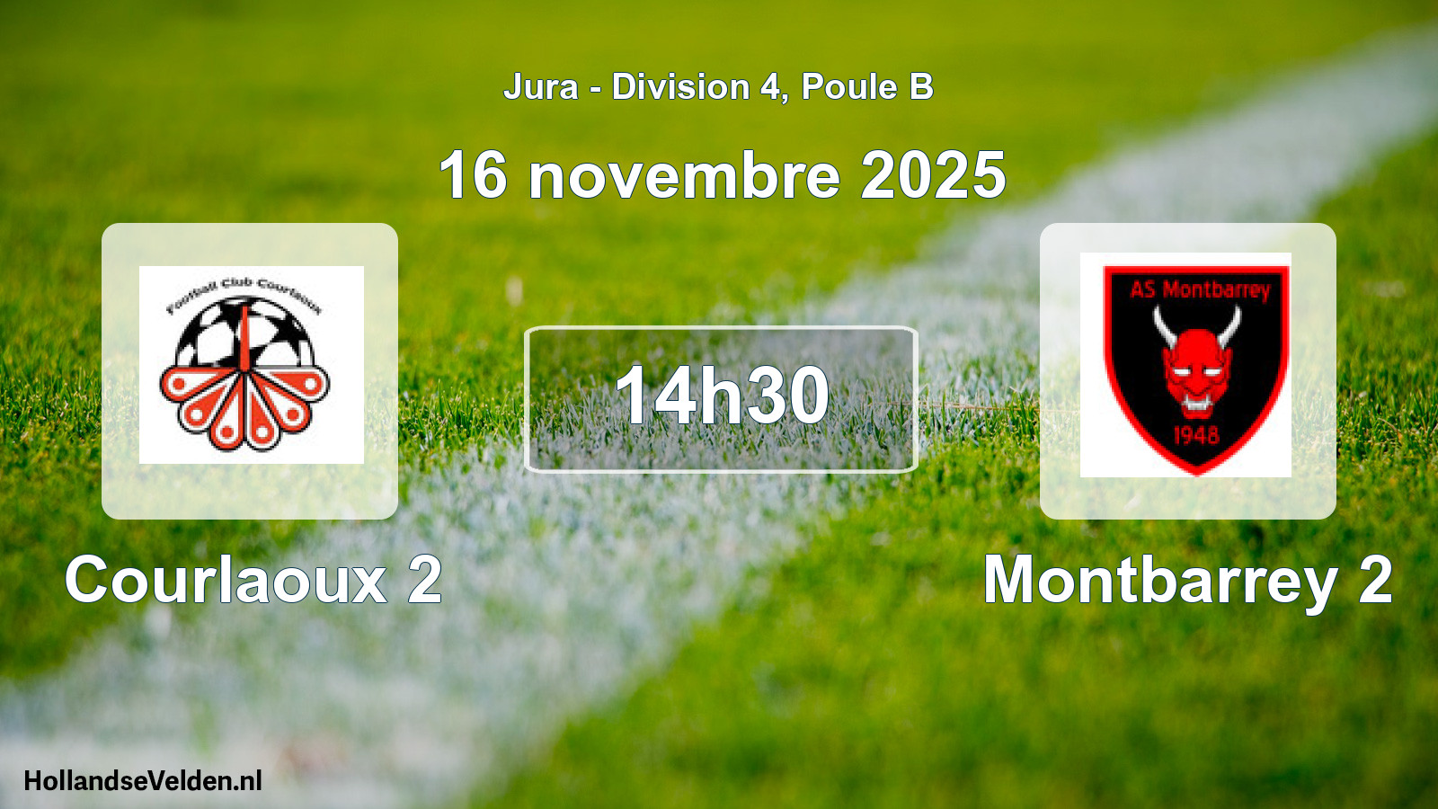 Match programmé: Courlaoux 2 - Montbarrey 2 (16 novembre 2025)