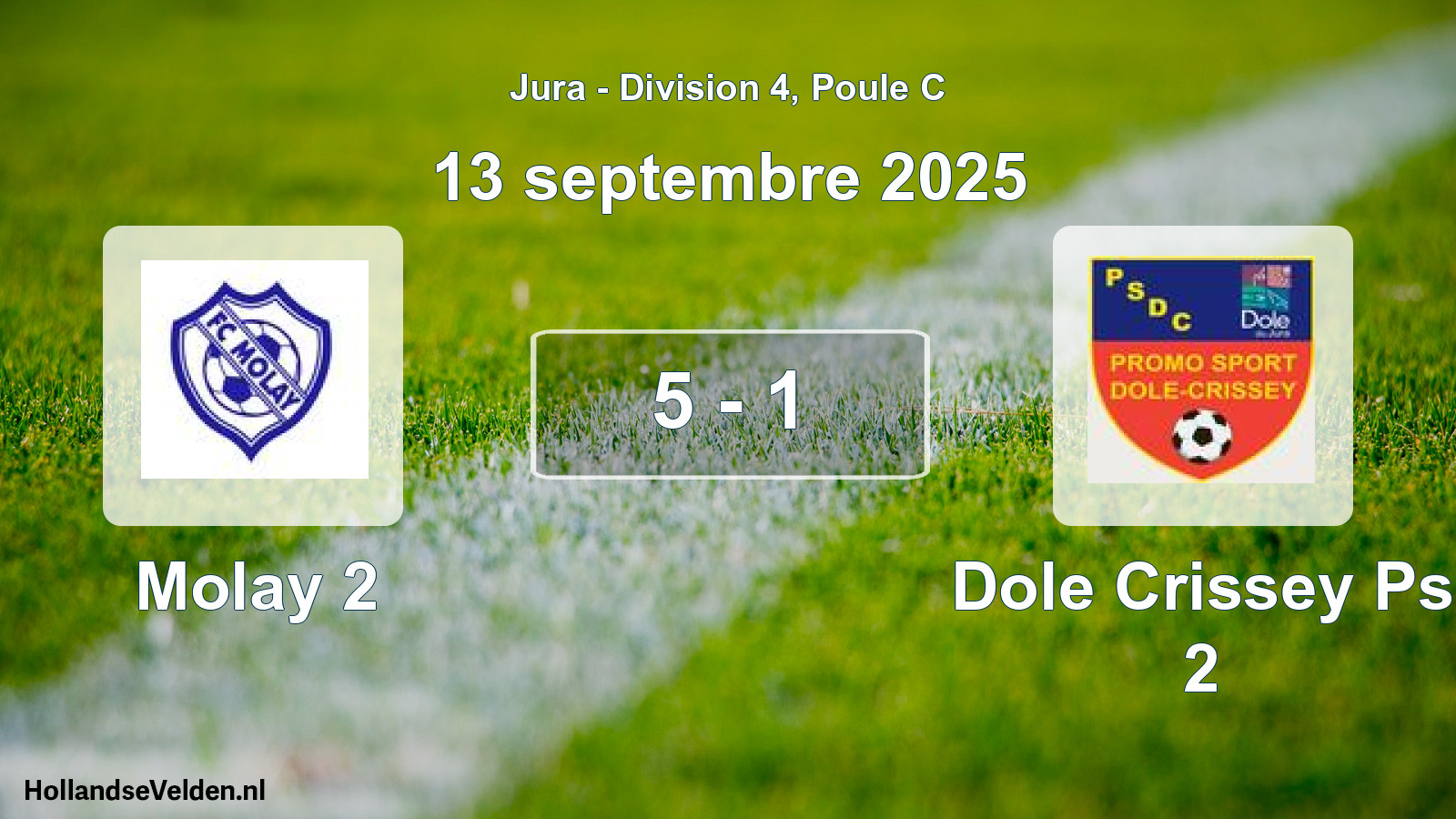 Match joué: Molay 2 - Dole Crissey Ps 2 5 - 1 (13 septembre 2025)