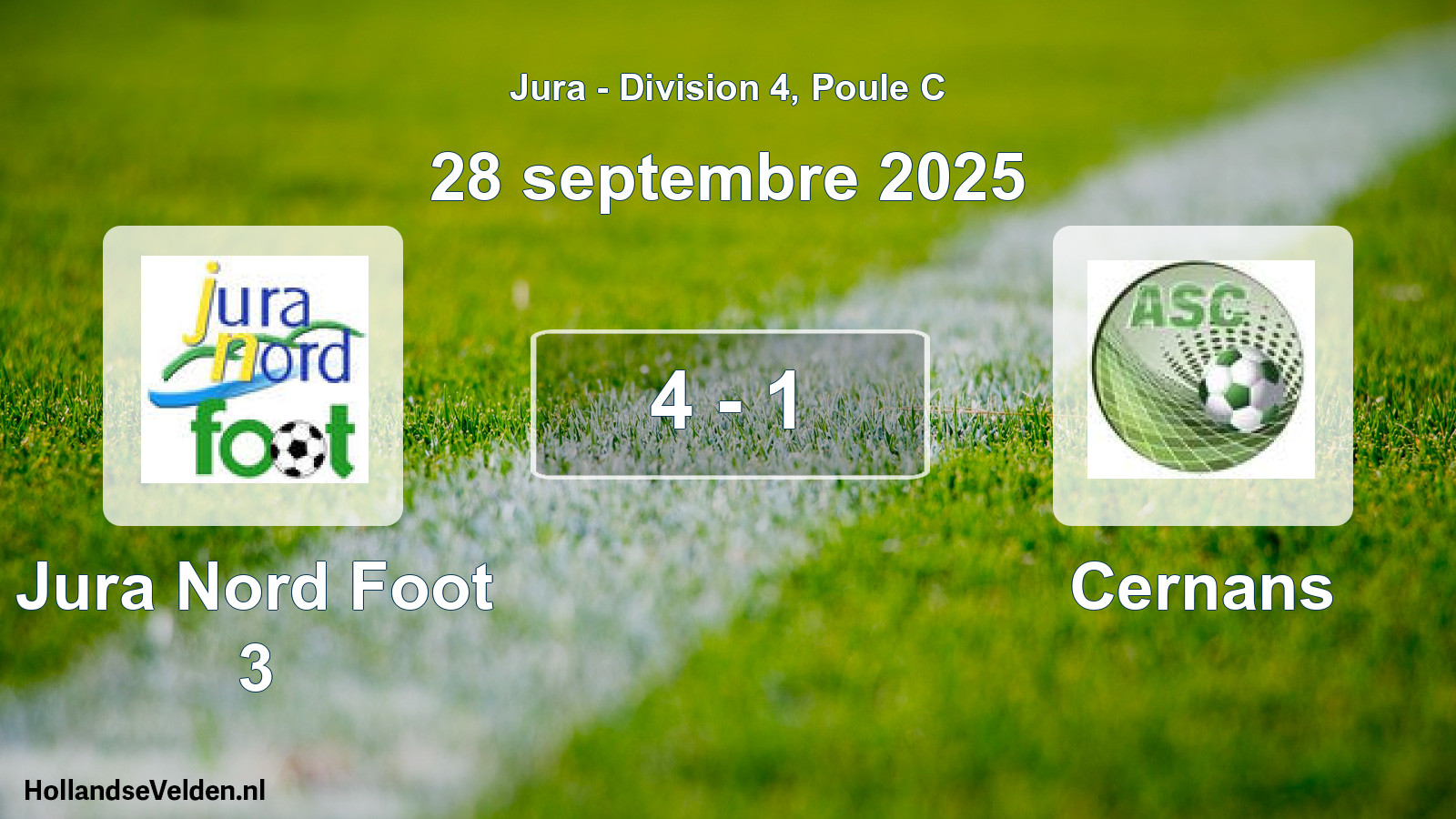 Total number of matches played: Jura Nord Foot 3 - Cernans 4 - 1 (28 September 2025)