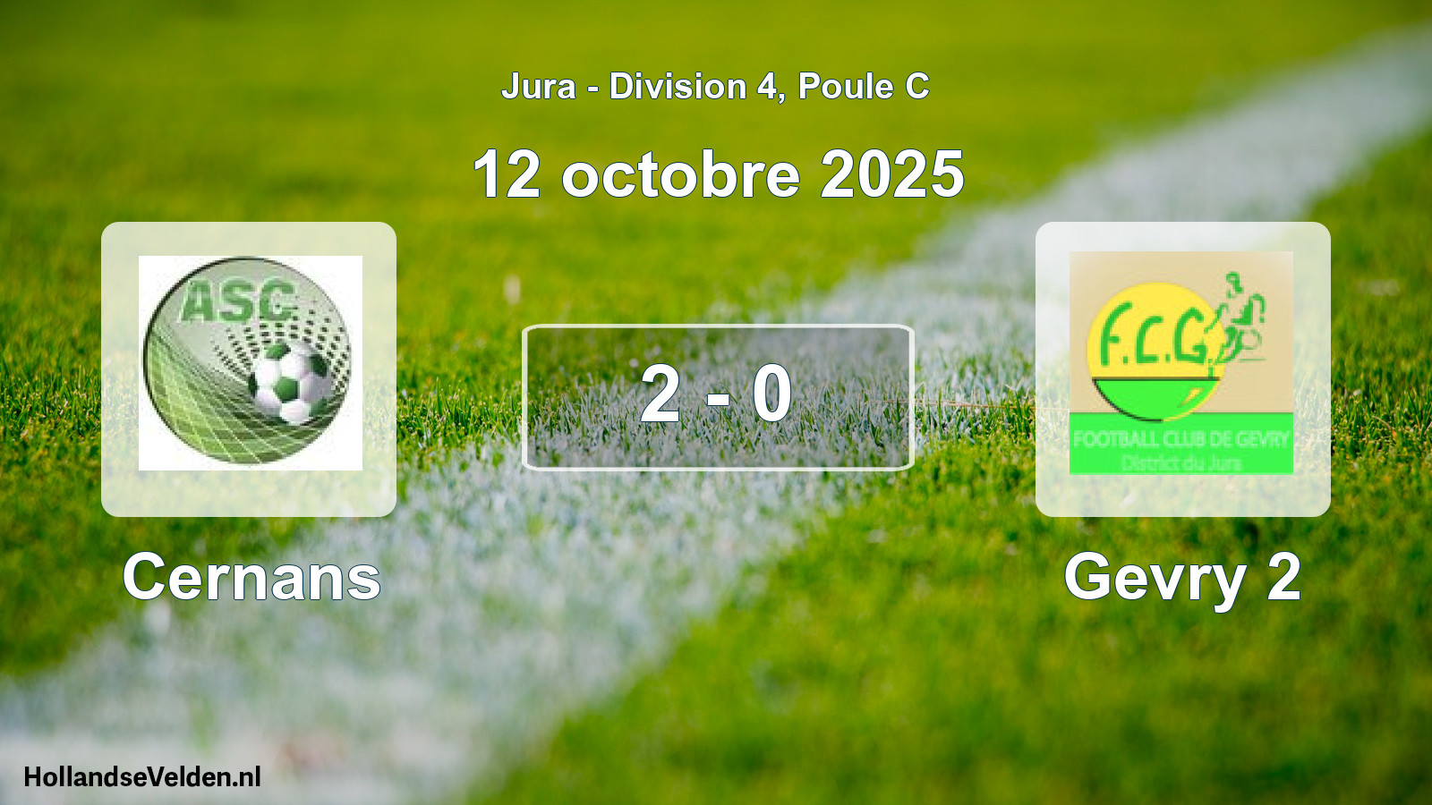 Total number of matches played: Cernans - Gevry 2 2 - 0 (12 October 2025)