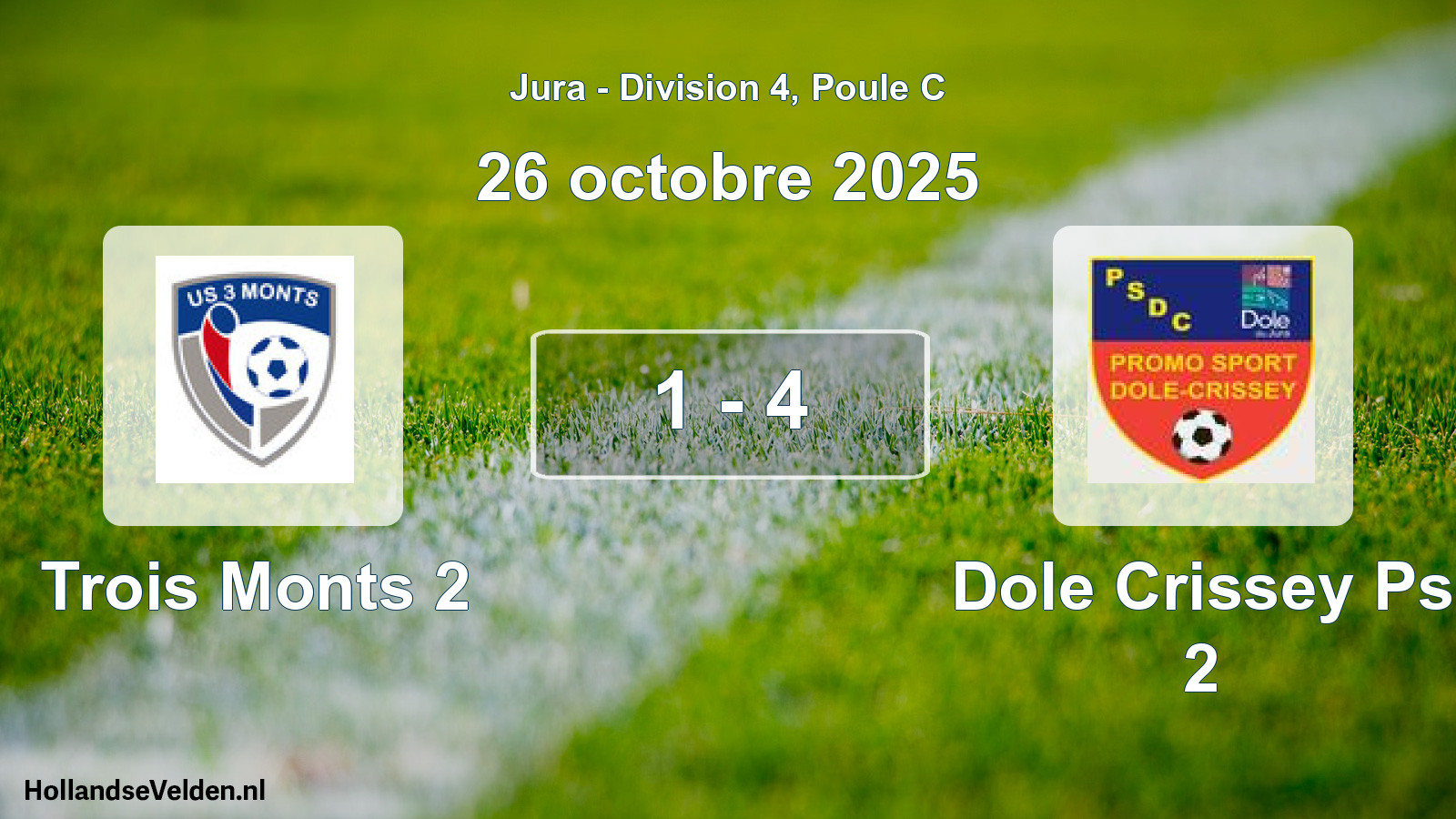 Match joué: Trois Monts 2 - Dole Crissey Ps 2 1 - 4 (26 octobre 2025)