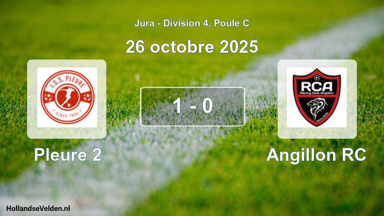 Gespeelde wedstrijd: Pleure 2 - Angillon RC 1 - 0 (26 oktober 2025)