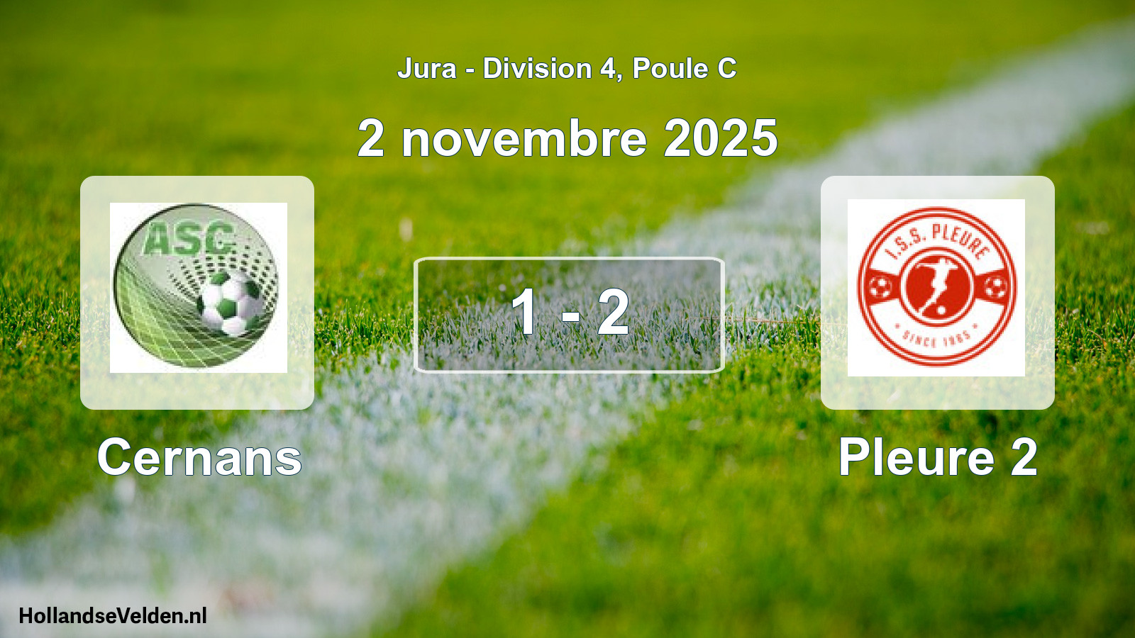 Match joué: Cernans - Pleure 2 1 - 2 (2 novembre 2025)