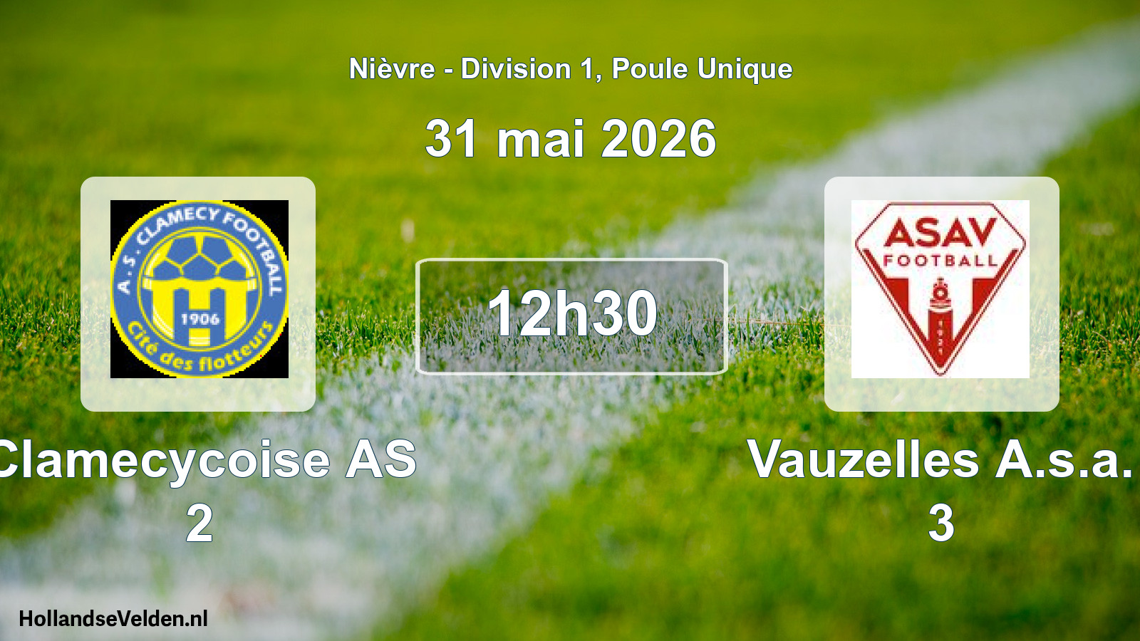Match programmé: Clamecycoise AS 2 - Vauzelles A.s.a. 3 (31 mai 2026)