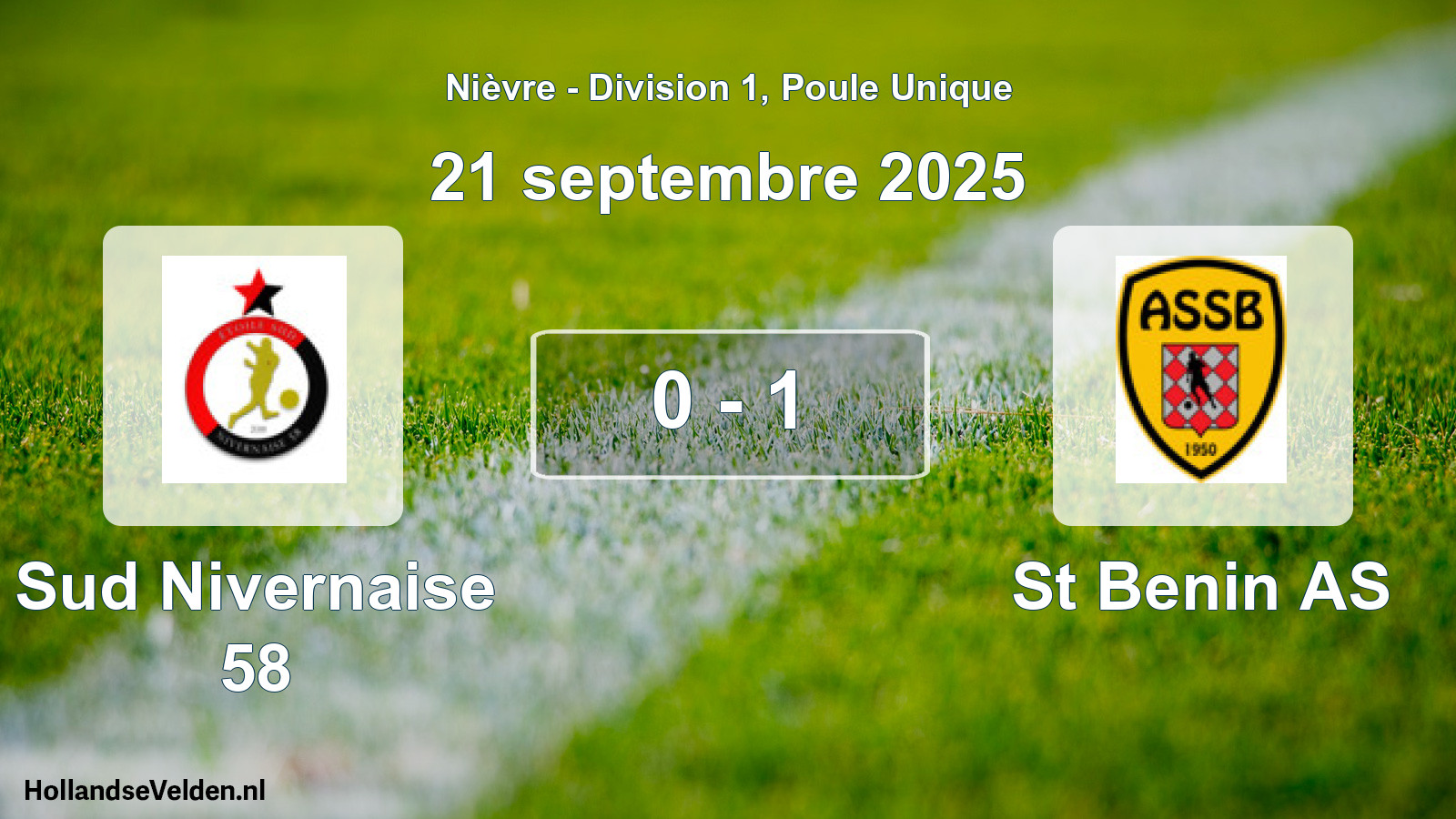 Match joué: Sud Nivernaise 58 - St Benin AS 0 - 1 (21 septembre 2025)