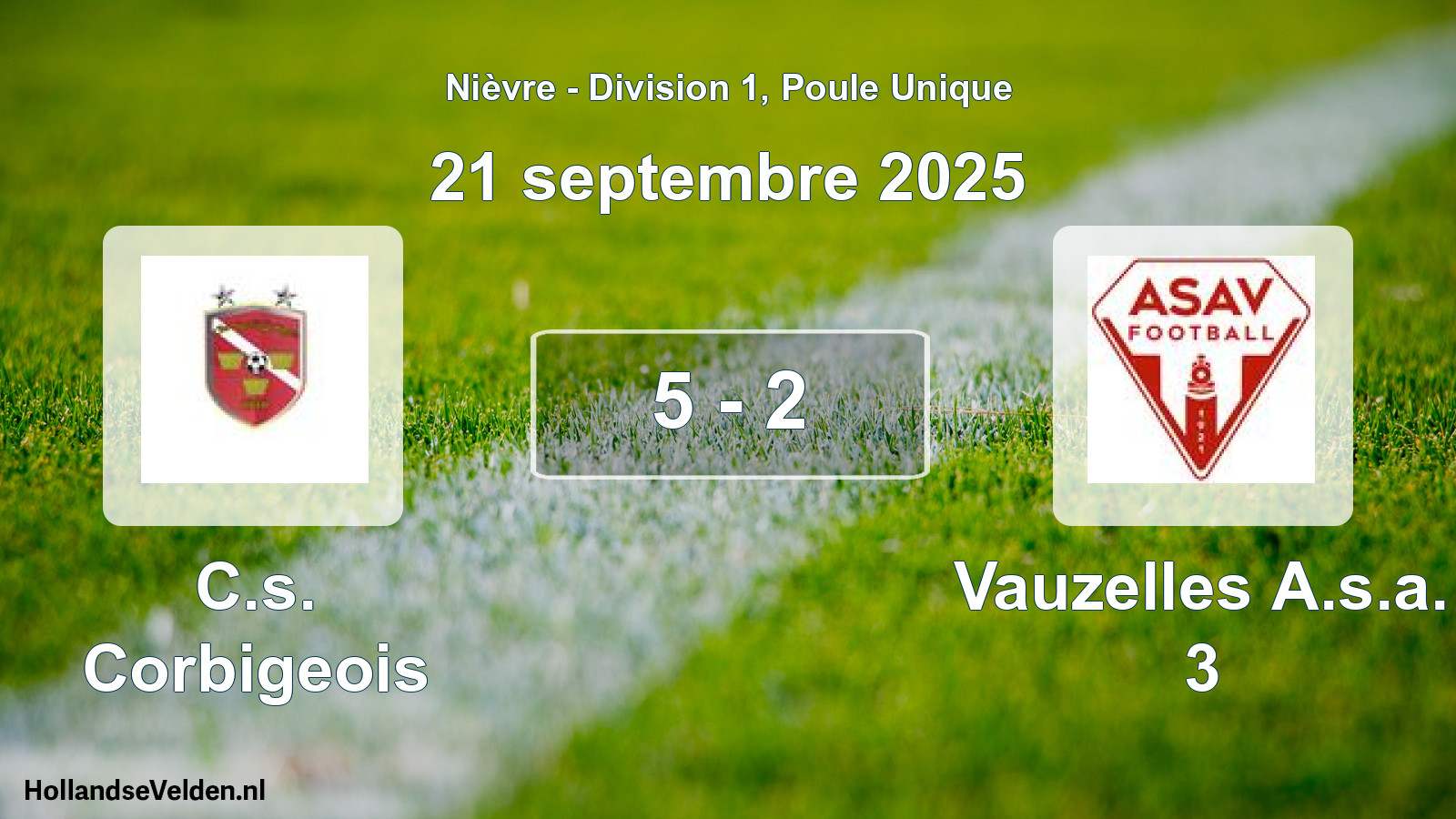 Gespeelde wedstrijd: C.s. Corbigeois - Vauzelles A.s.a. 3 5 - 2 (21 september 2025)