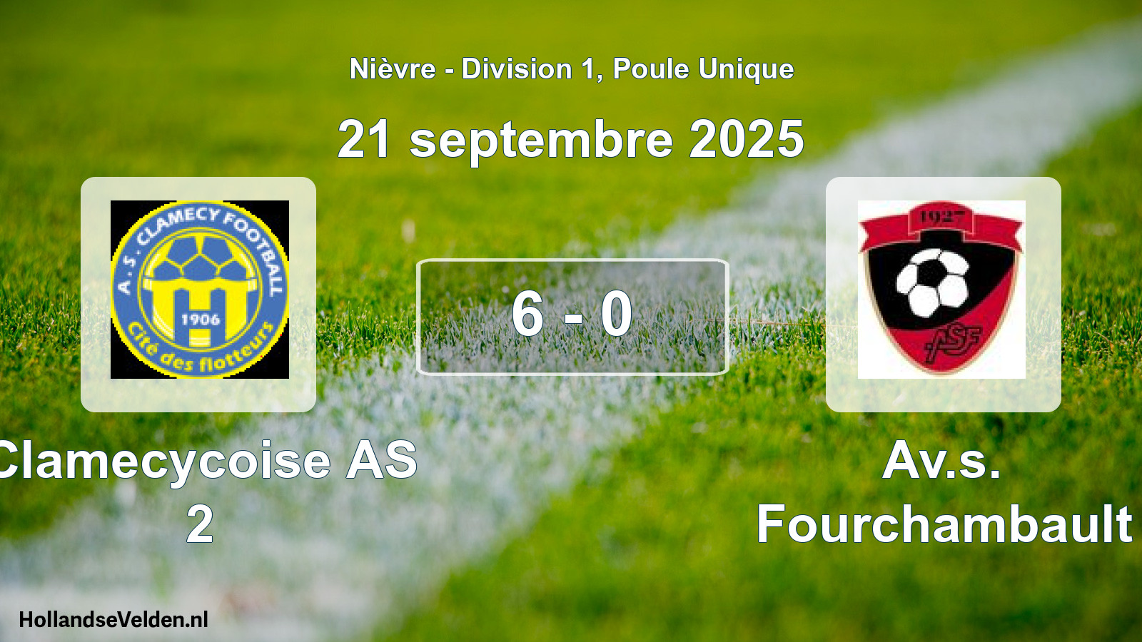 Gespeelde wedstrijd: Clamecycoise AS 2 - Av.s. Fourchambault 6 - 0 (21 september 2025)