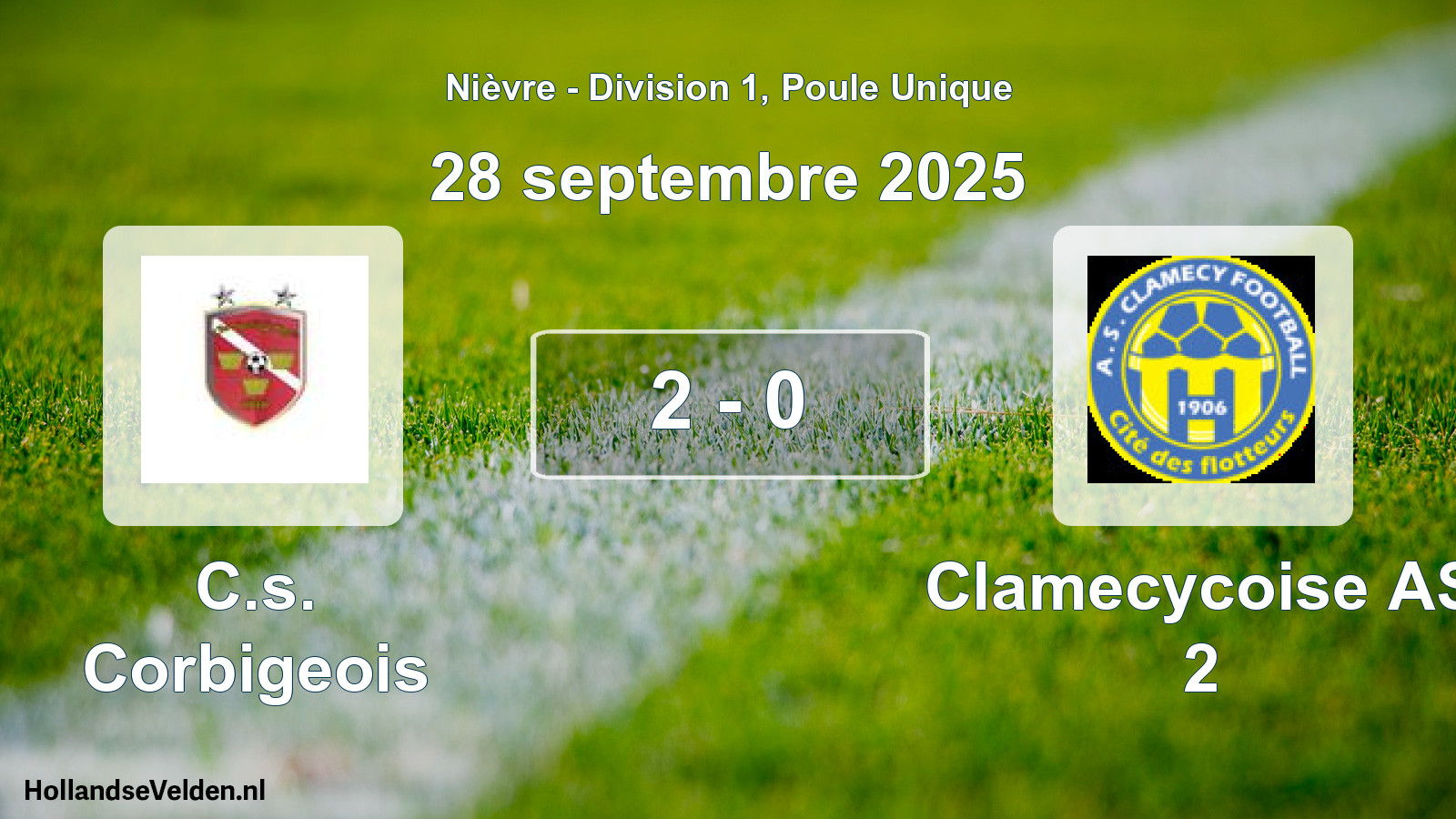 Match joué: C.s. Corbigeois - Clamecycoise AS 2 2 - 0 (28 septembre 2025)