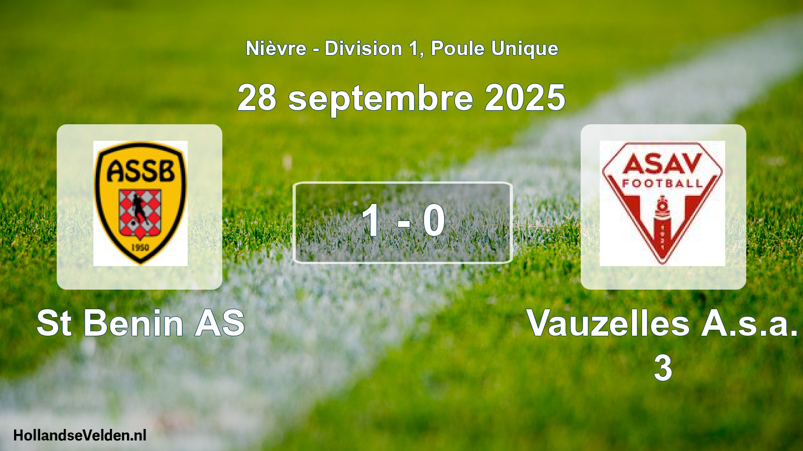 Match joué: St Benin AS - Vauzelles A.s.a. 3 1 - 0 (28 septembre 2025)