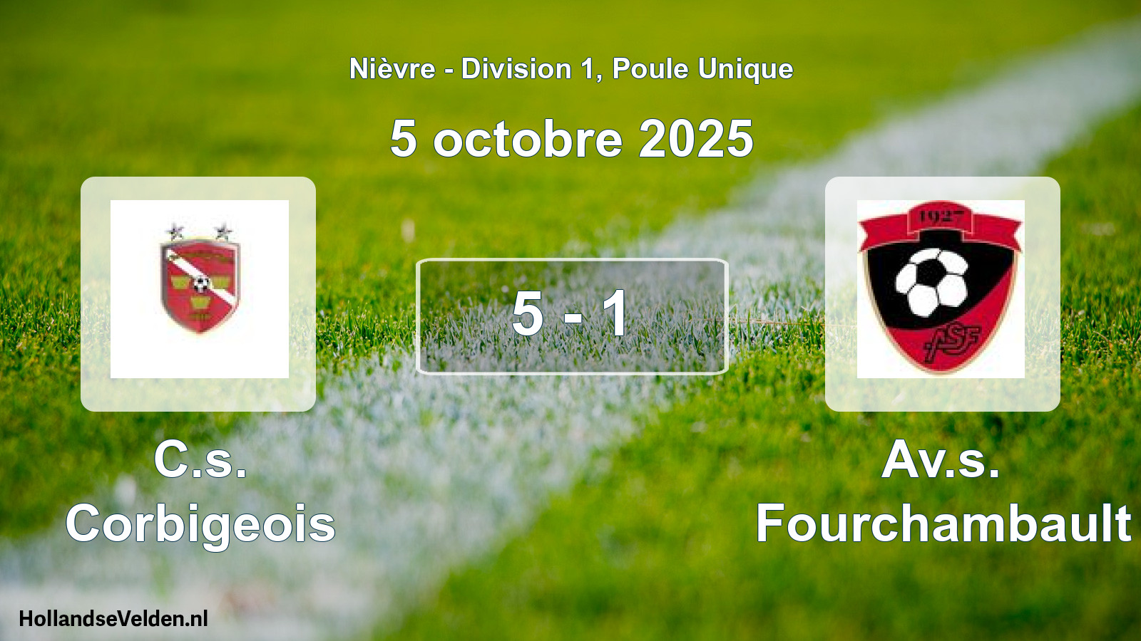 Total number of matches played: C.s. Corbigeois - Av.s. Fourchambault 5 - 1 (5 October 2025)