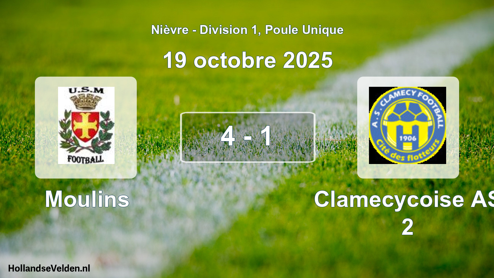 Match joué: Moulins - Clamecycoise AS 2 4 - 1 (19 octobre 2025)