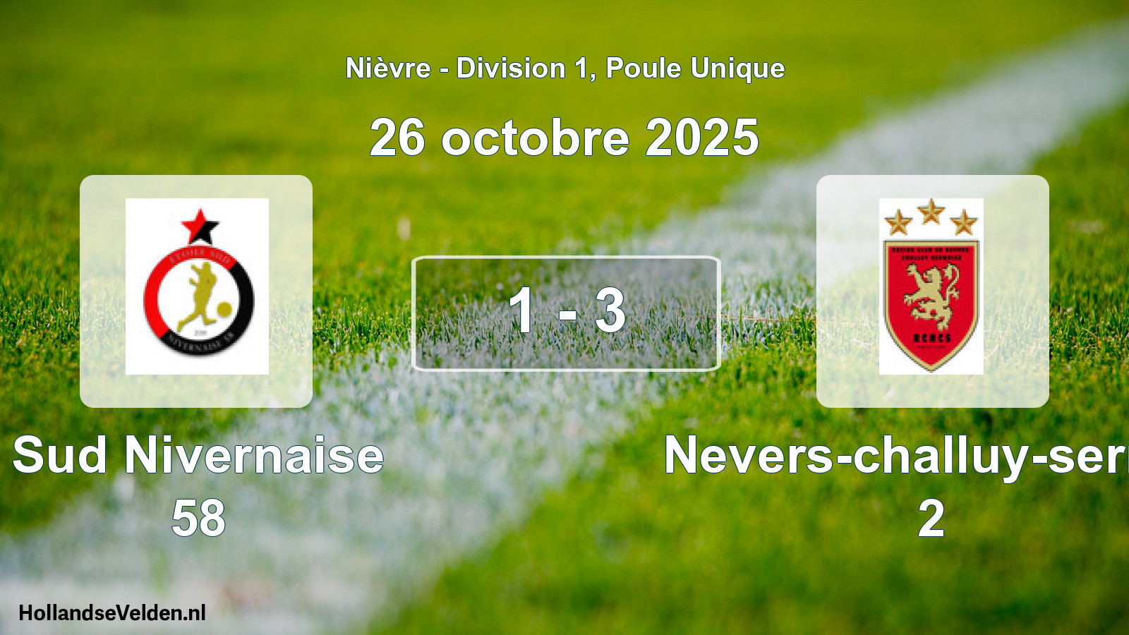 Match joué: Sud Nivernaise 58 - Nevers-challuy-sermo 2 1 - 3 (26 octobre 2025)