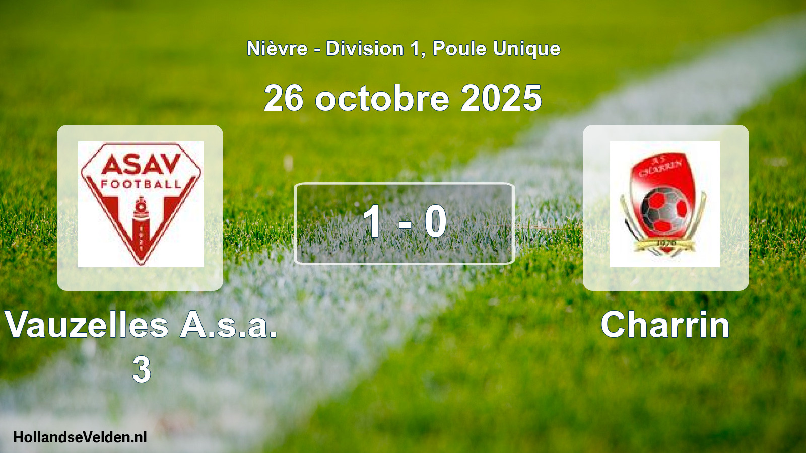 Match joué: Vauzelles A.s.a. 3 - Charrin 1 - 0 (26 octobre 2025)