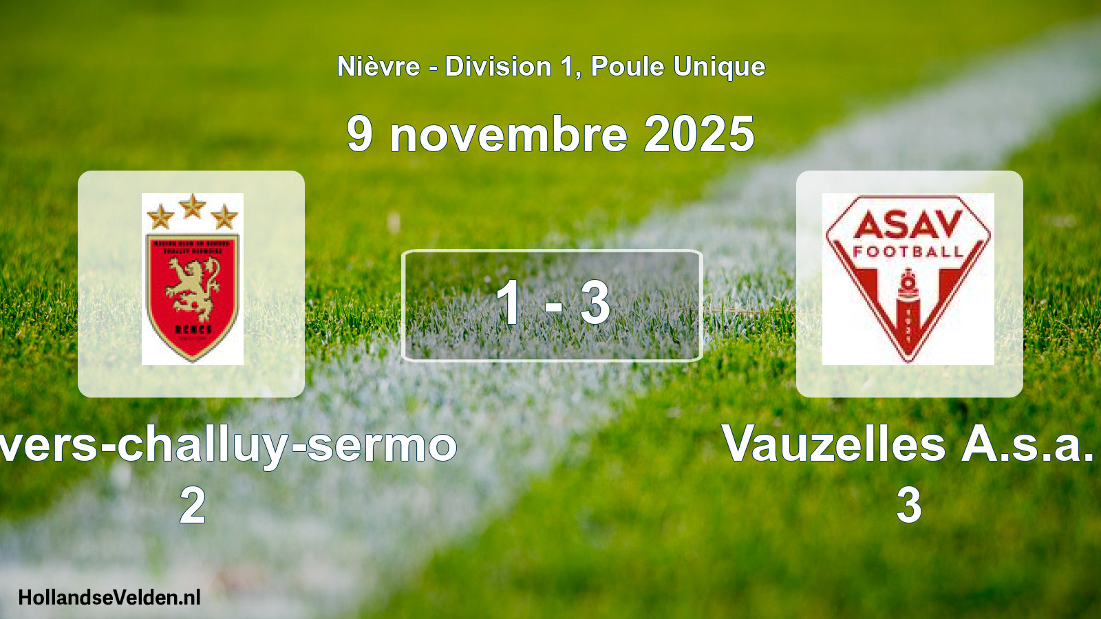 Total number of matches played: Nevers-challuy-sermo 2 - Vauzelles A.s.a. 3 1 - 3 (9 November 2025)