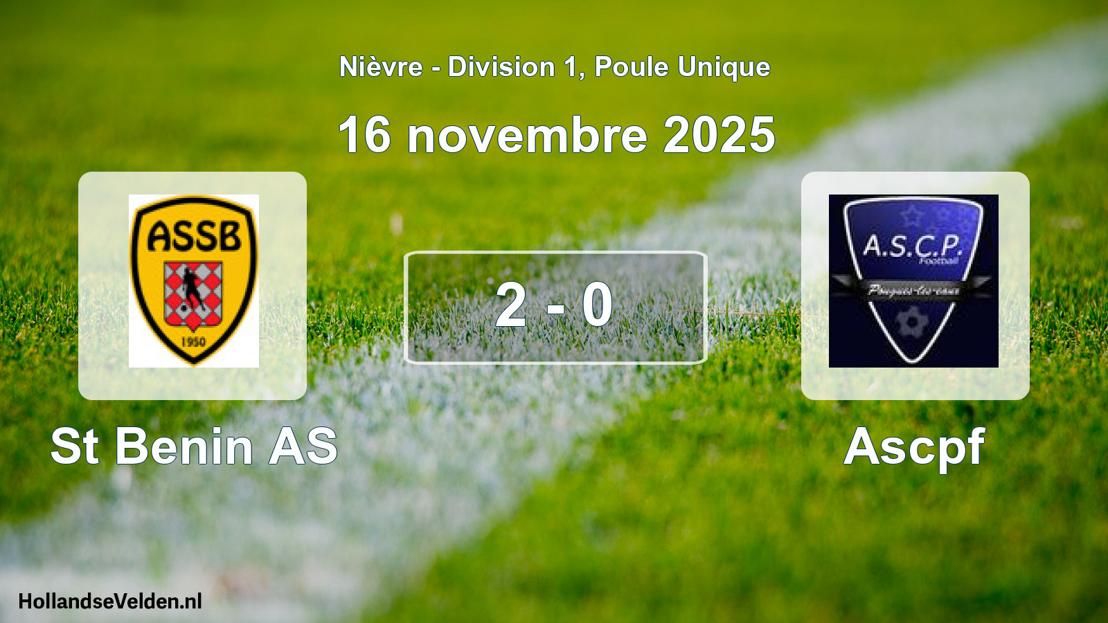 Total number of matches played: St Benin AS - Ascpf 2 - 0 (16 November 2025)