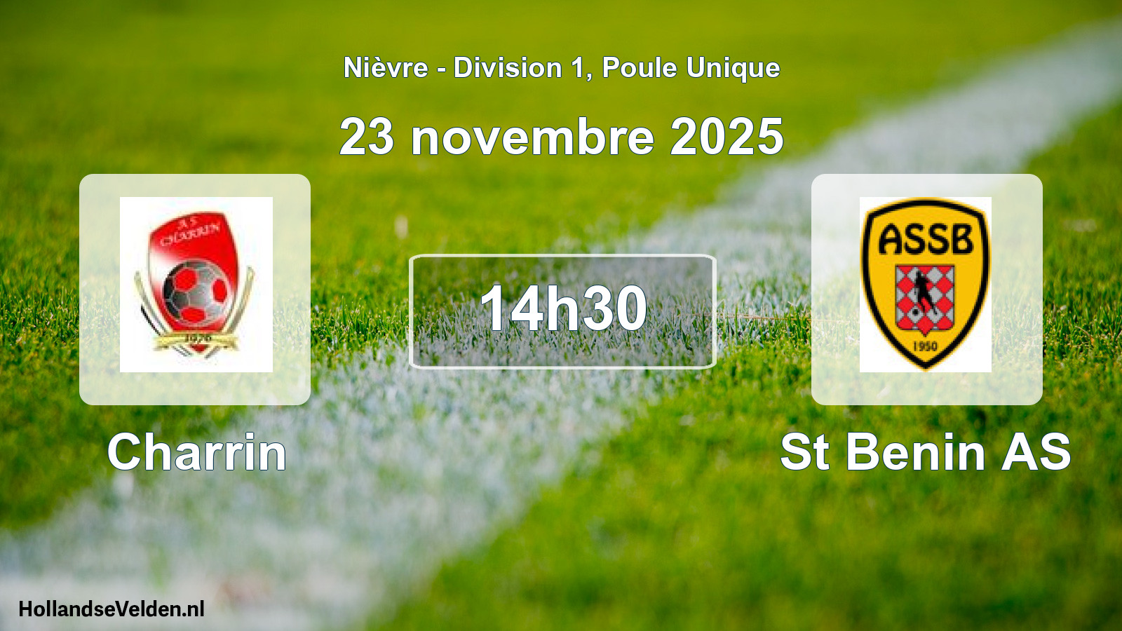 Match programmé: Charrin - St Benin AS (23 novembre 2025)