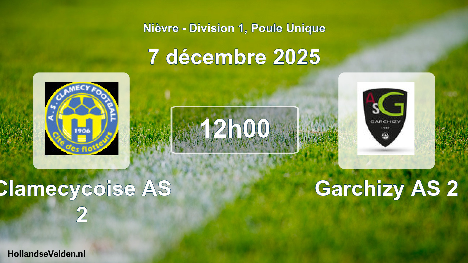 Match programmé: Clamecycoise AS 2 - Garchizy AS 2 (7 décembre 2025)
