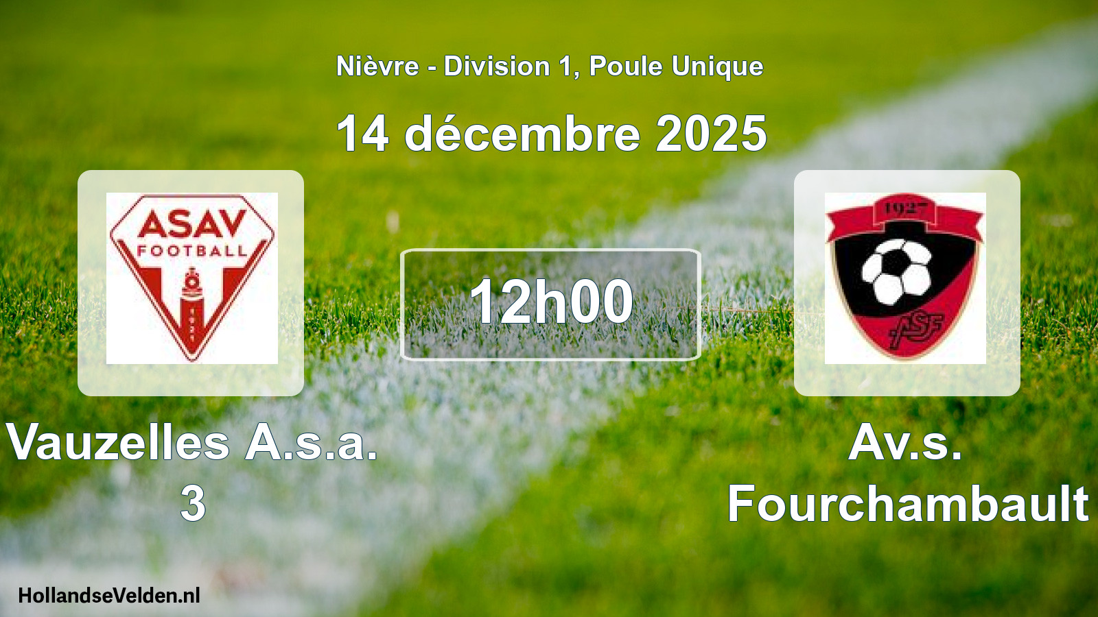 Scheduled Match: Vauzelles A.s.a. 3 - Av.s. Fourchambault (14 December 2025)