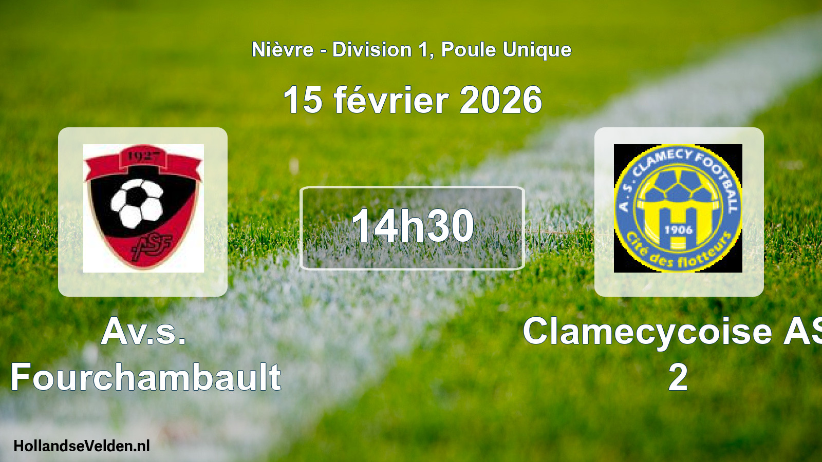 Match programmé: Av.s. Fourchambault - Clamecycoise AS 2 (15 février 2026)