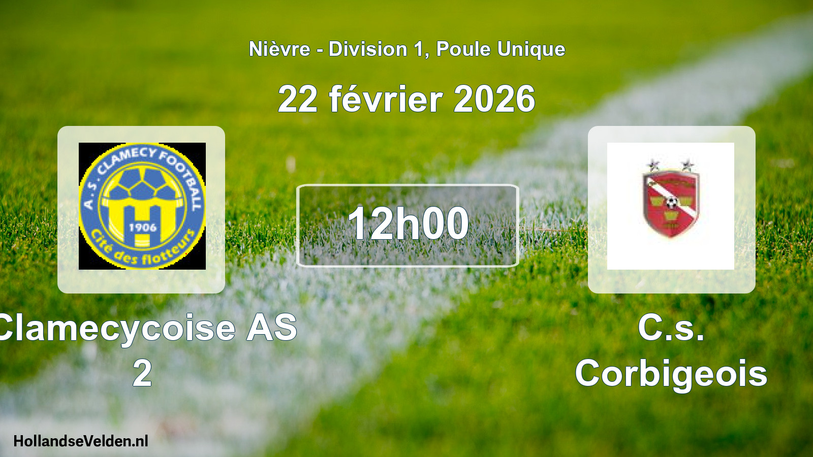 Match programmé: Clamecycoise AS 2 - C.s. Corbigeois (22 février 2026)