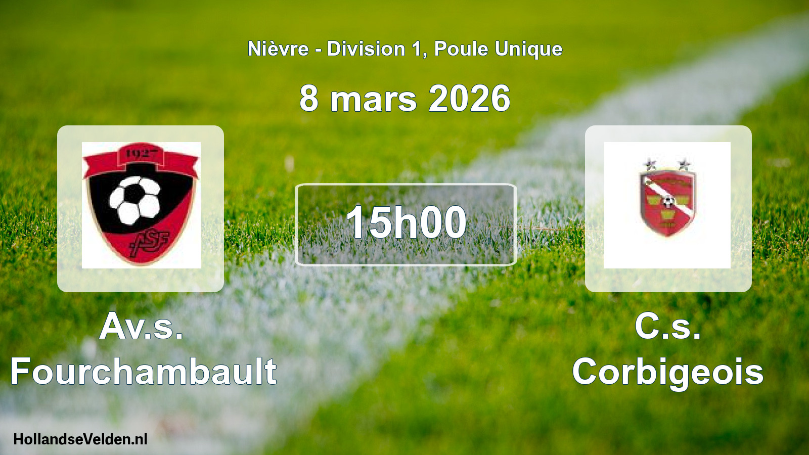 Match programmé: Av.s. Fourchambault - C.s. Corbigeois (8 mars 2026)