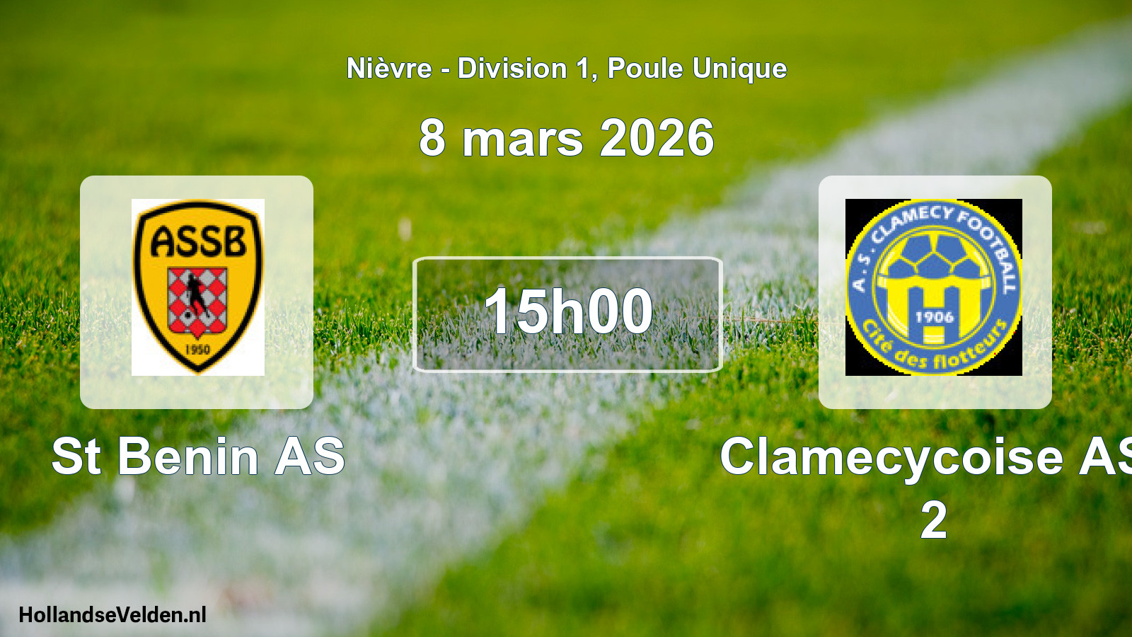 Geplande wedstrijd: St Benin AS - Clamecycoise AS 2 (8 maart 2026)