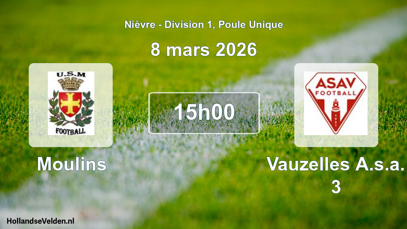 Match programmé: Moulins - Vauzelles A.s.a. 3 (8 mars 2026)