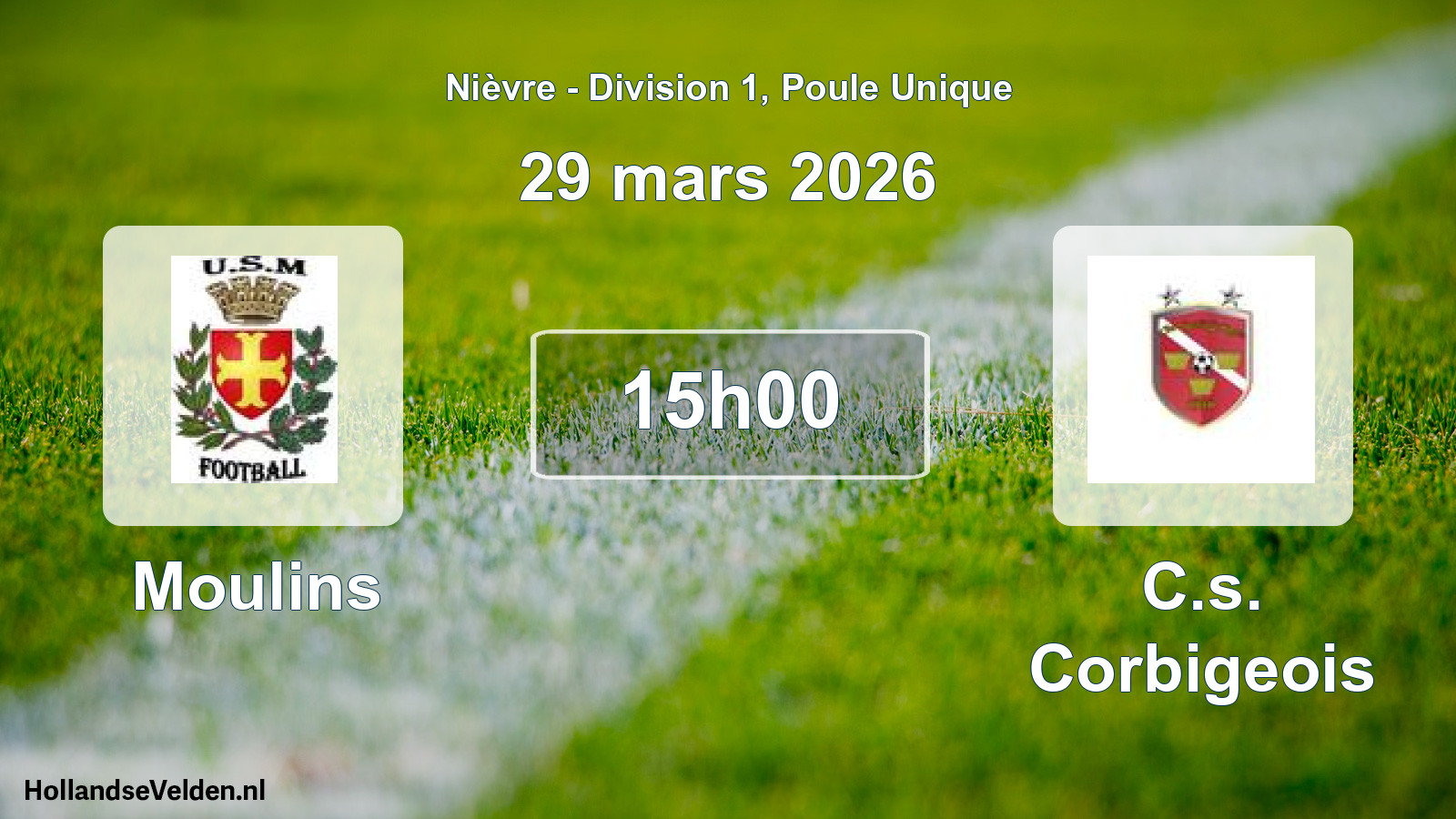 Match programmé: Moulins - C.s. Corbigeois (29 mars 2026)