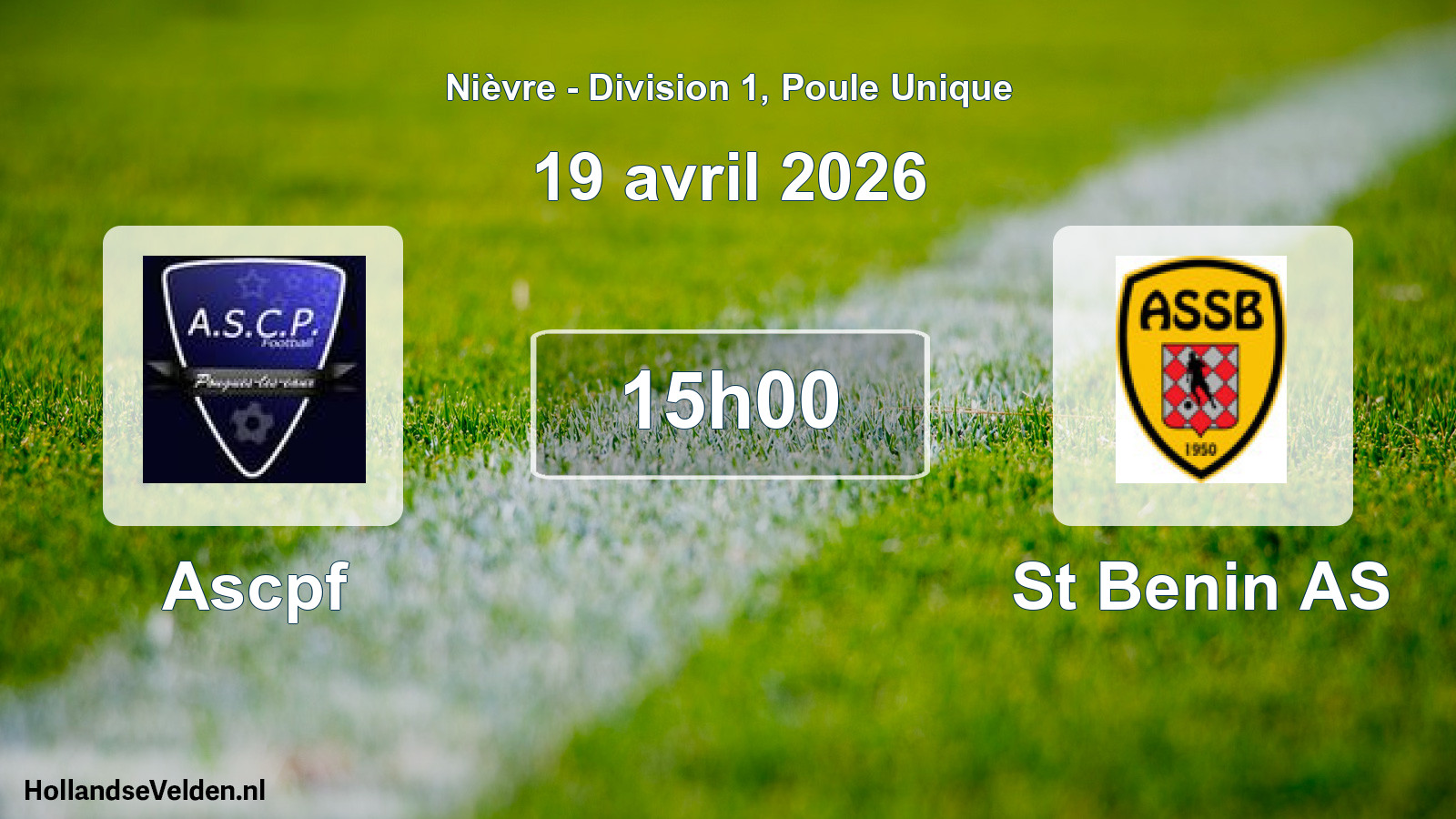 Match programmé: Ascpf - St Benin AS (19 avril 2026)