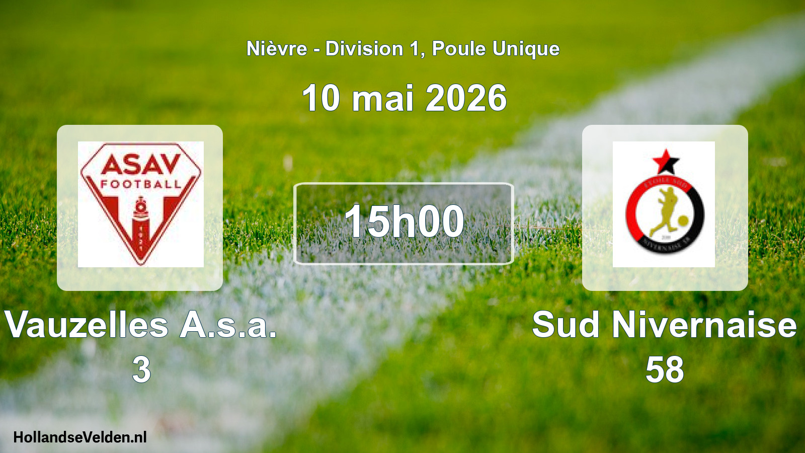 Match programmé: Vauzelles A.s.a. 3 - Sud Nivernaise 58 (10 mai 2026)