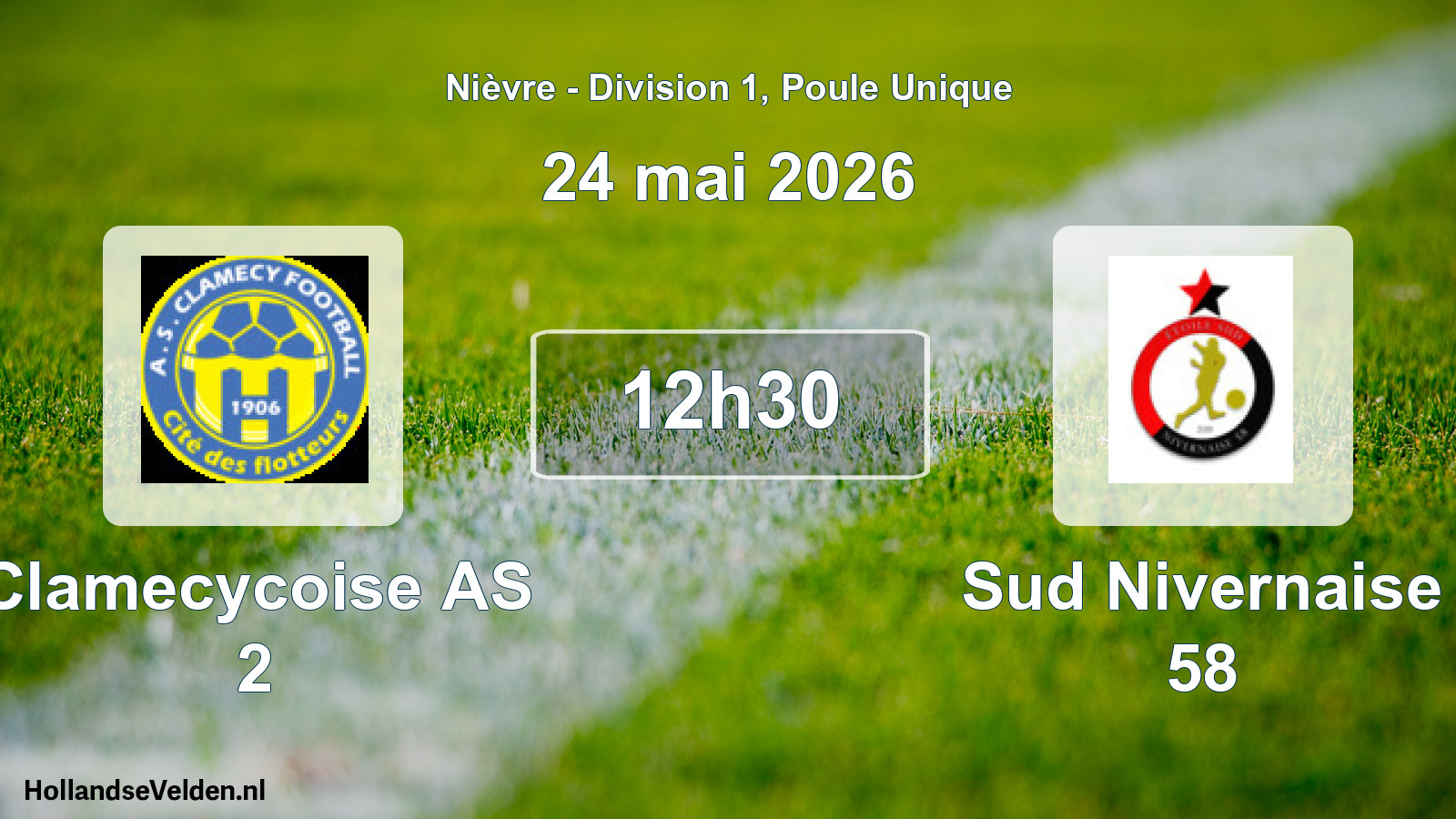 Match programmé: Clamecycoise AS 2 - Sud Nivernaise 58 (24 mai 2026)