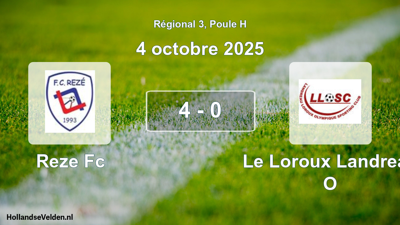 Gespeelde wedstrijd: Reze Fc - Le Loroux Landreau O 4 - 0 (4 octobre 2025)