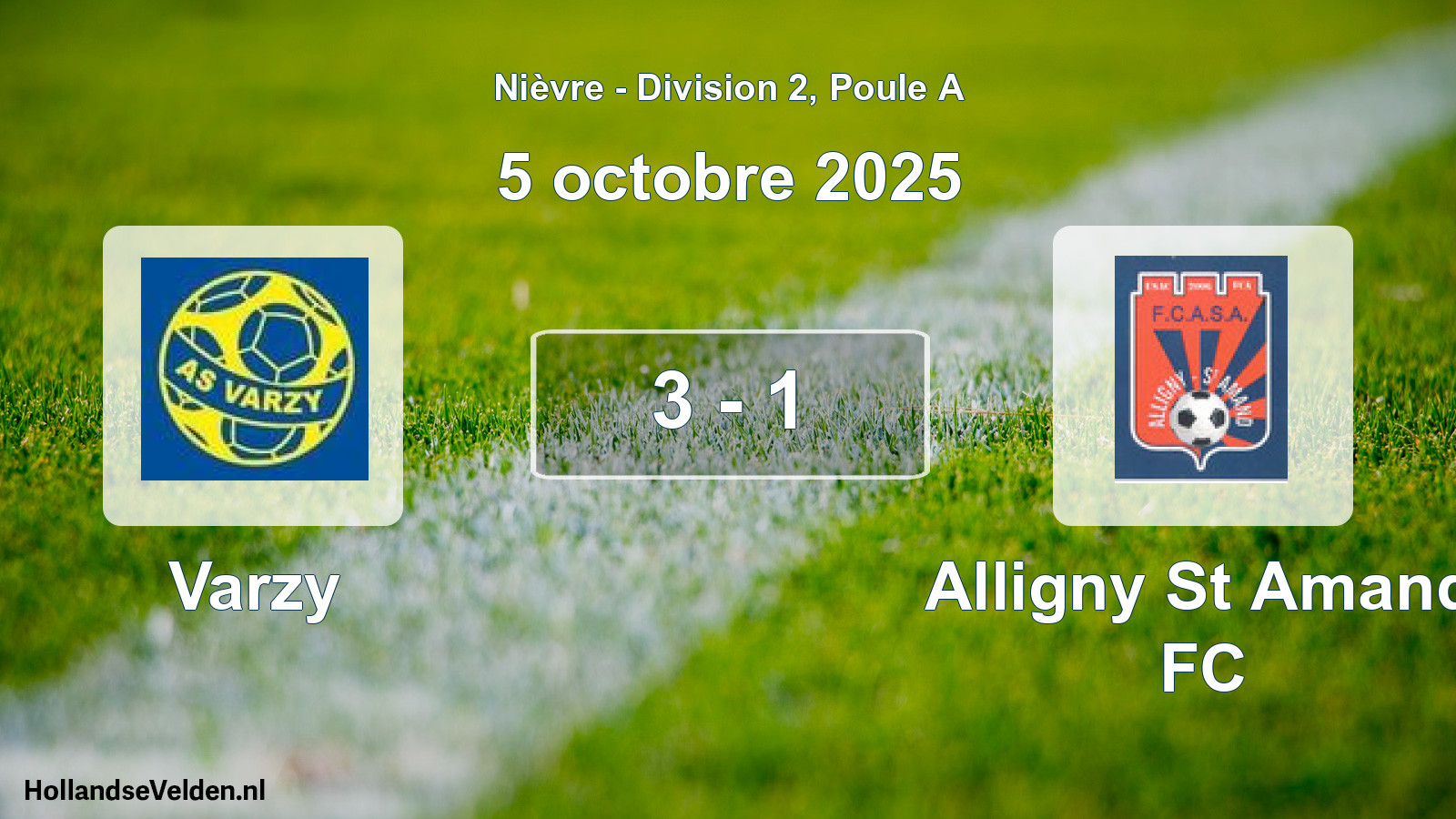 Match joué: Varzy - Alligny St Amand FC 3 - 1 (5 octobre 2025)