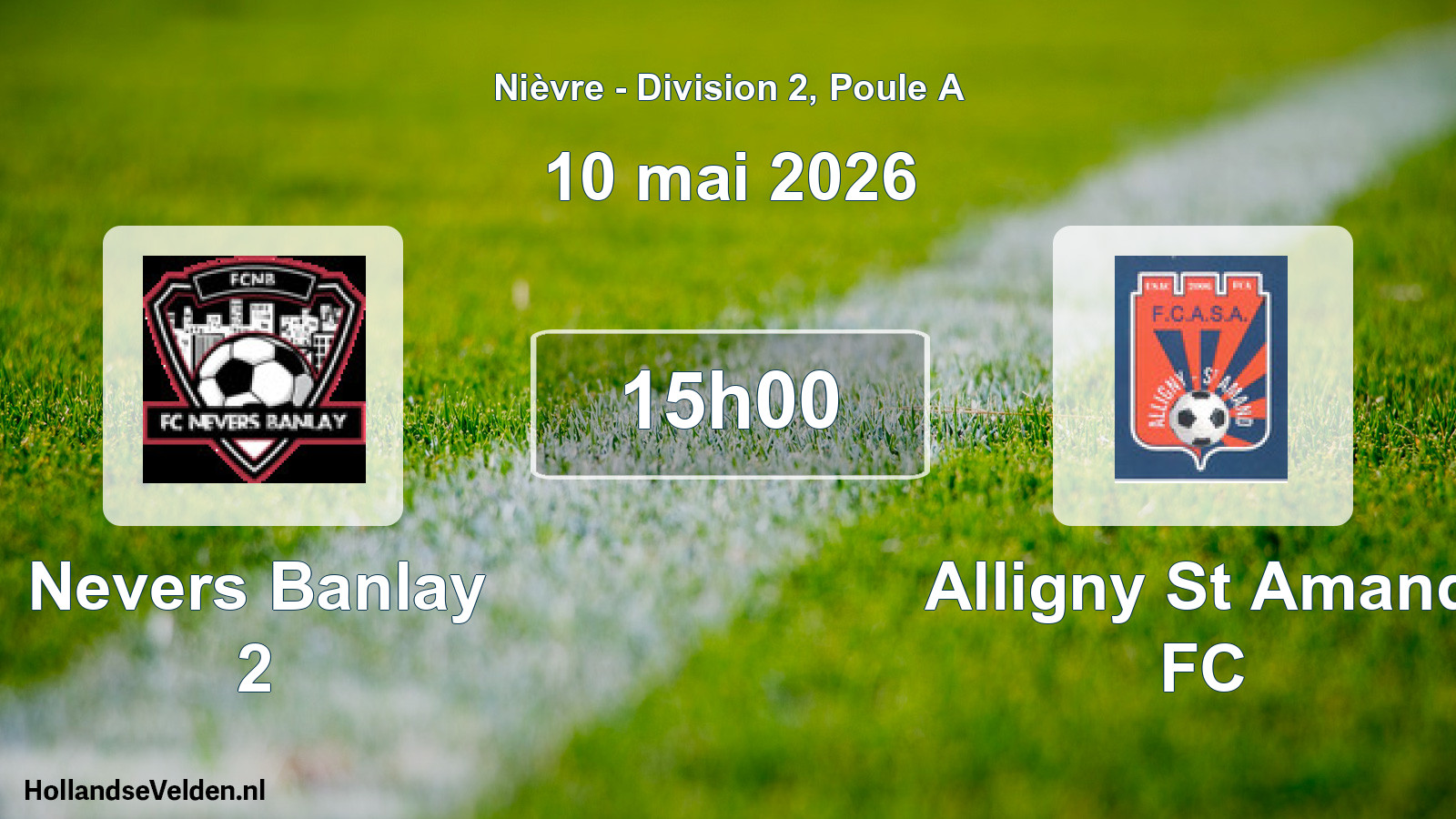 Match programmé: Nevers Banlay 2 - Alligny St Amand FC (10 mai 2026)