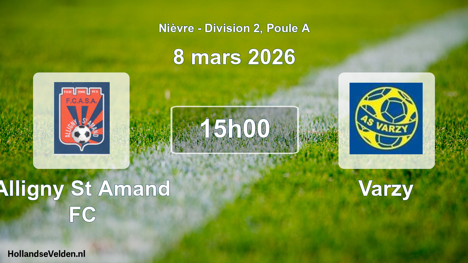 Match programmé: Alligny St Amand FC - Varzy (8 mars 2026)