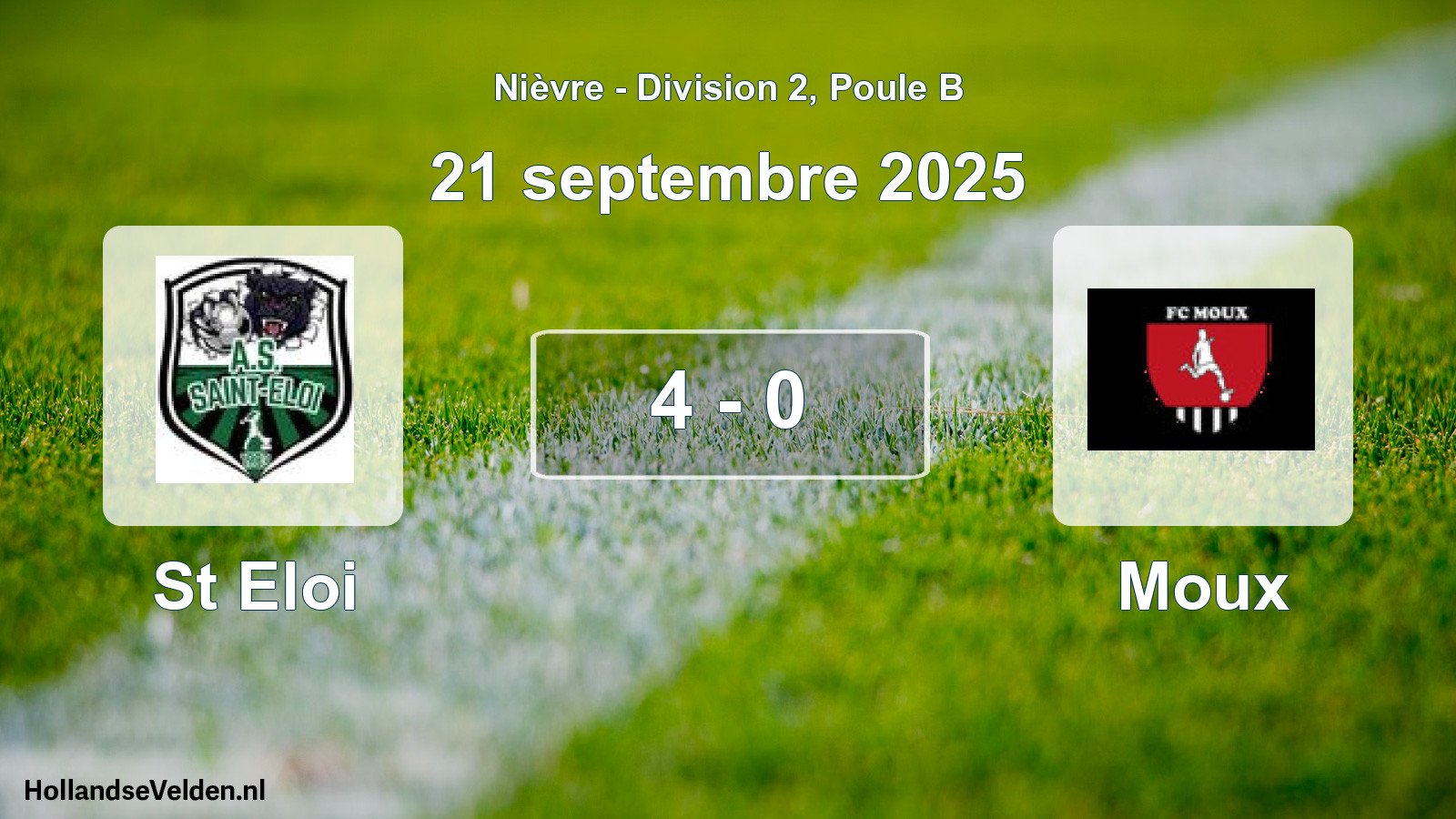 Match joué: St Eloi - Moux 4 - 0 (21 septembre 2025)