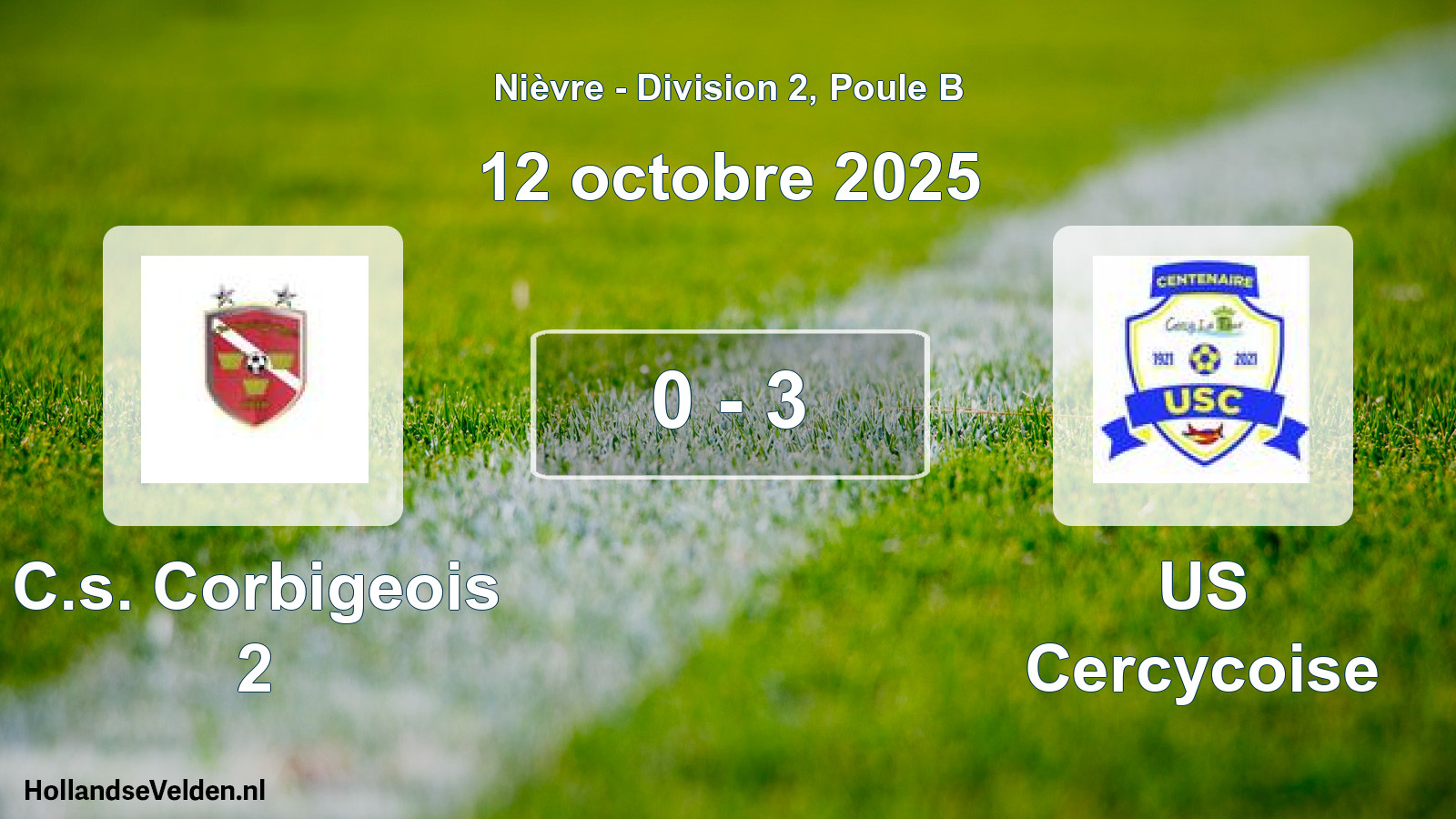 Match joué: C.s. Corbigeois 2 - US Cercycoise 0 - 3 (12 octobre 2025)