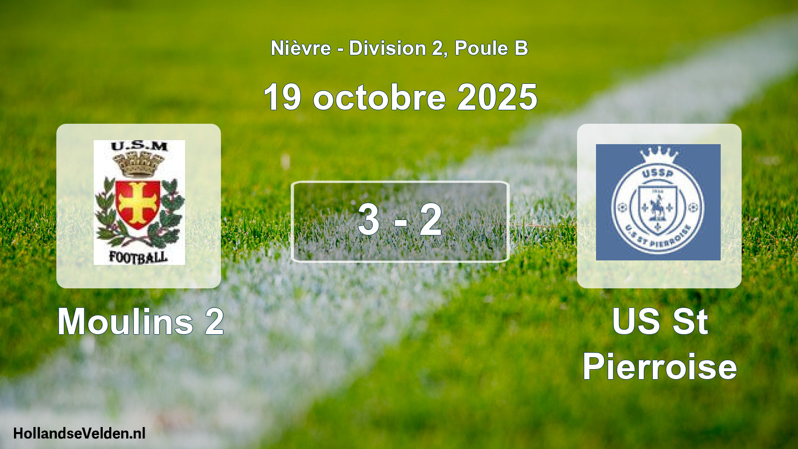 Match joué: Moulins 2 - US St Pierroise 3 - 2 (19 octobre 2025)