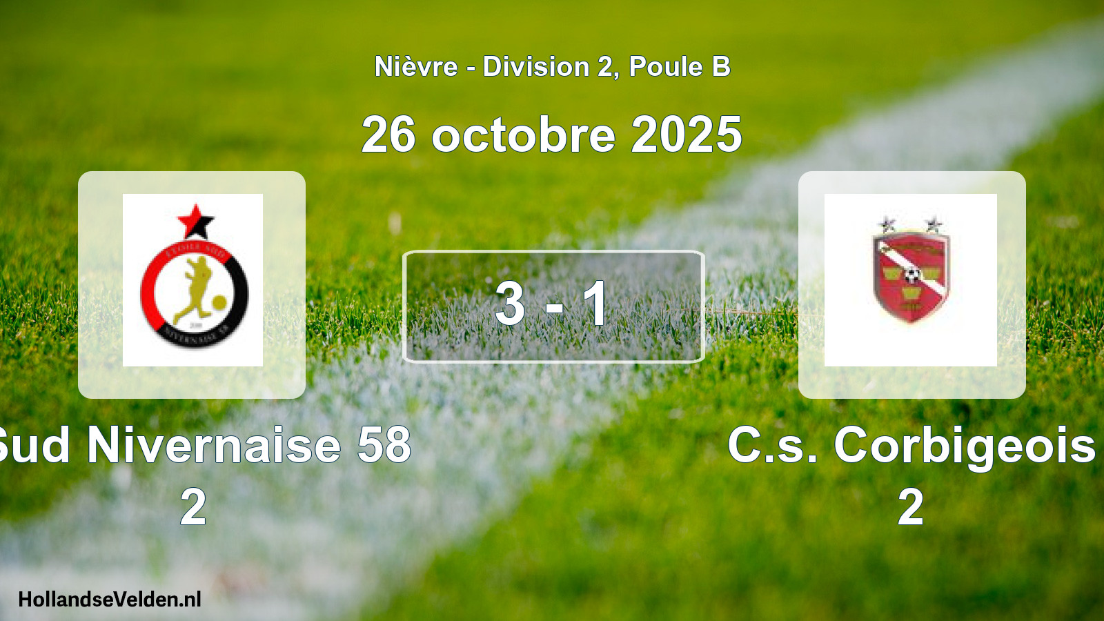 Total number of matches played: Sud Nivernaise 58 2 - C.s. Corbigeois 2 3 - 1 (26 October 2025)