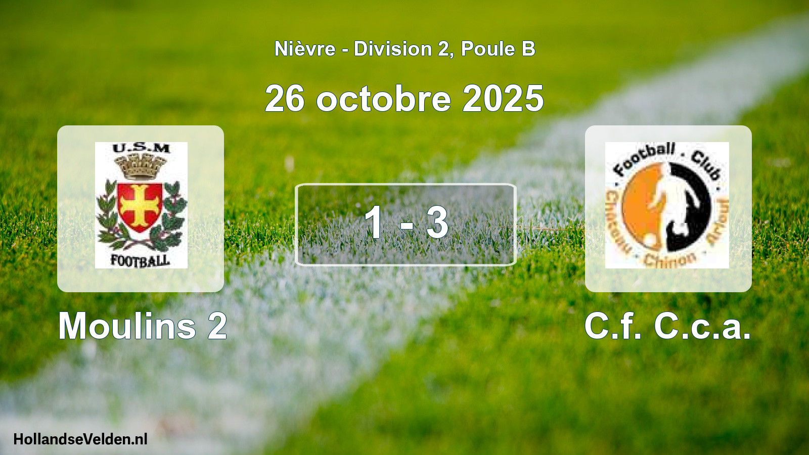 Match joué: Moulins 2 - C.f. C.c.a. 1 - 3 (26 octobre 2025)