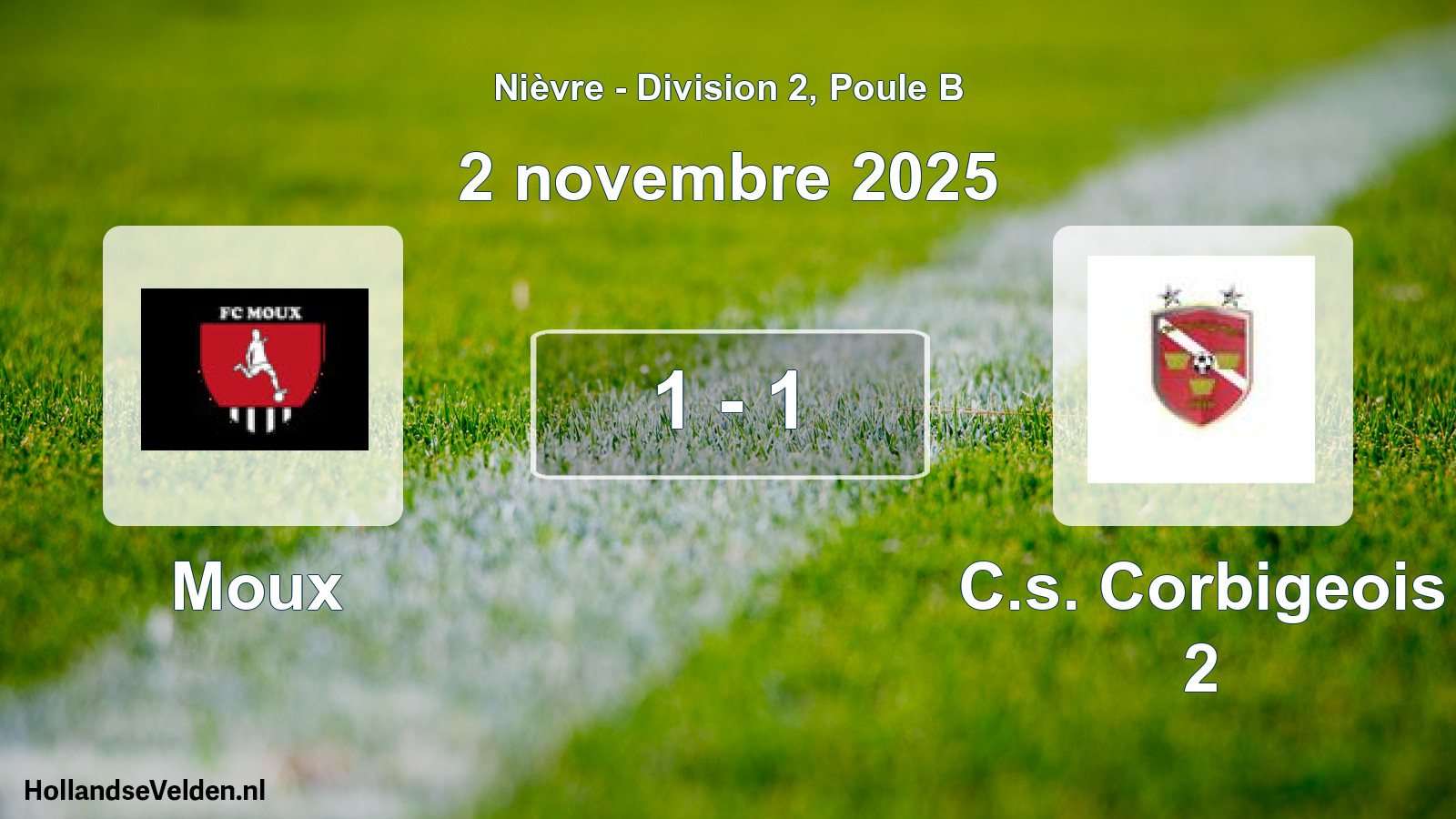 Match joué: Moux - C.s. Corbigeois 2 1 - 1 (2 novembre 2025)