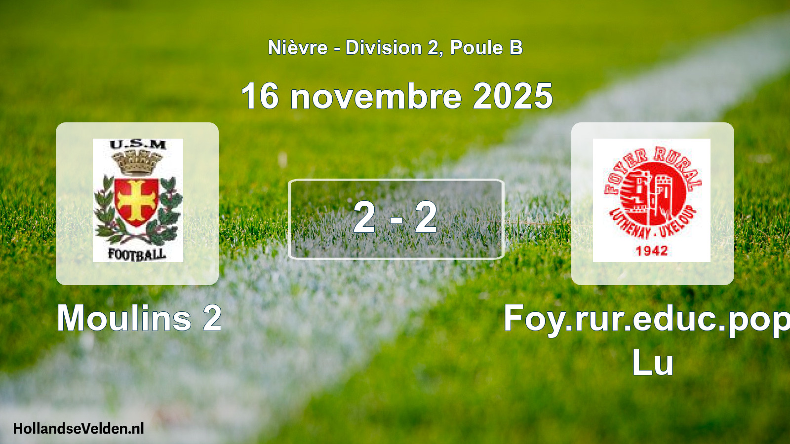 Gespeelde wedstrijd: Moulins 2 - Foy.rur.educ.pop. Lu 2 - 2 (16 november 2025)
