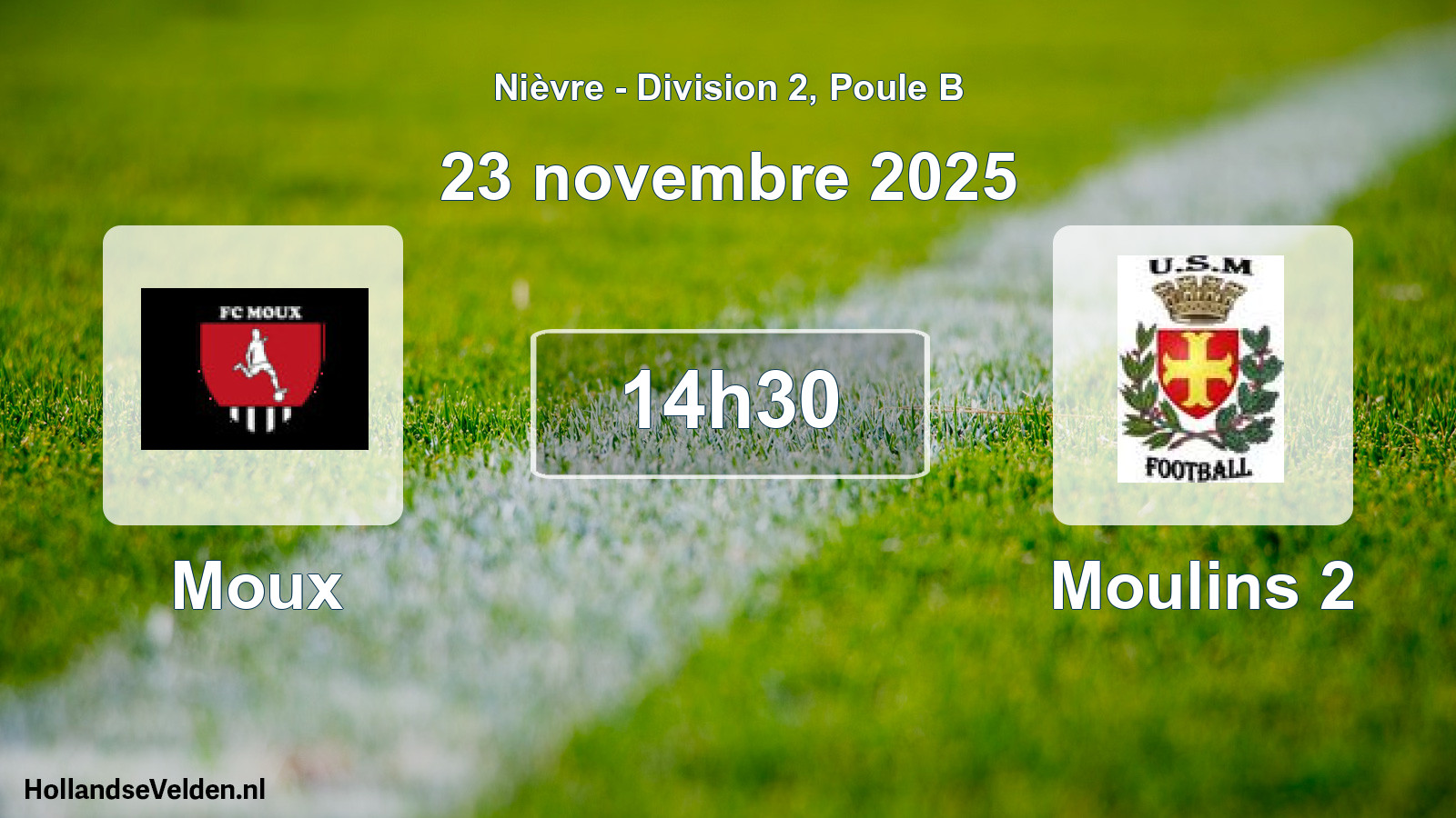 Match programmé: Moux - Moulins 2 (23 novembre 2025)