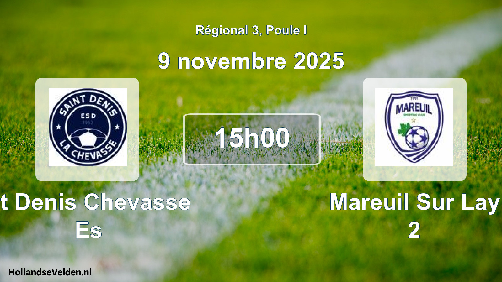 Geplande wedstrijd: St Denis Chevasse Es - Mareuil Sur Lay 2 (9 november 2025)