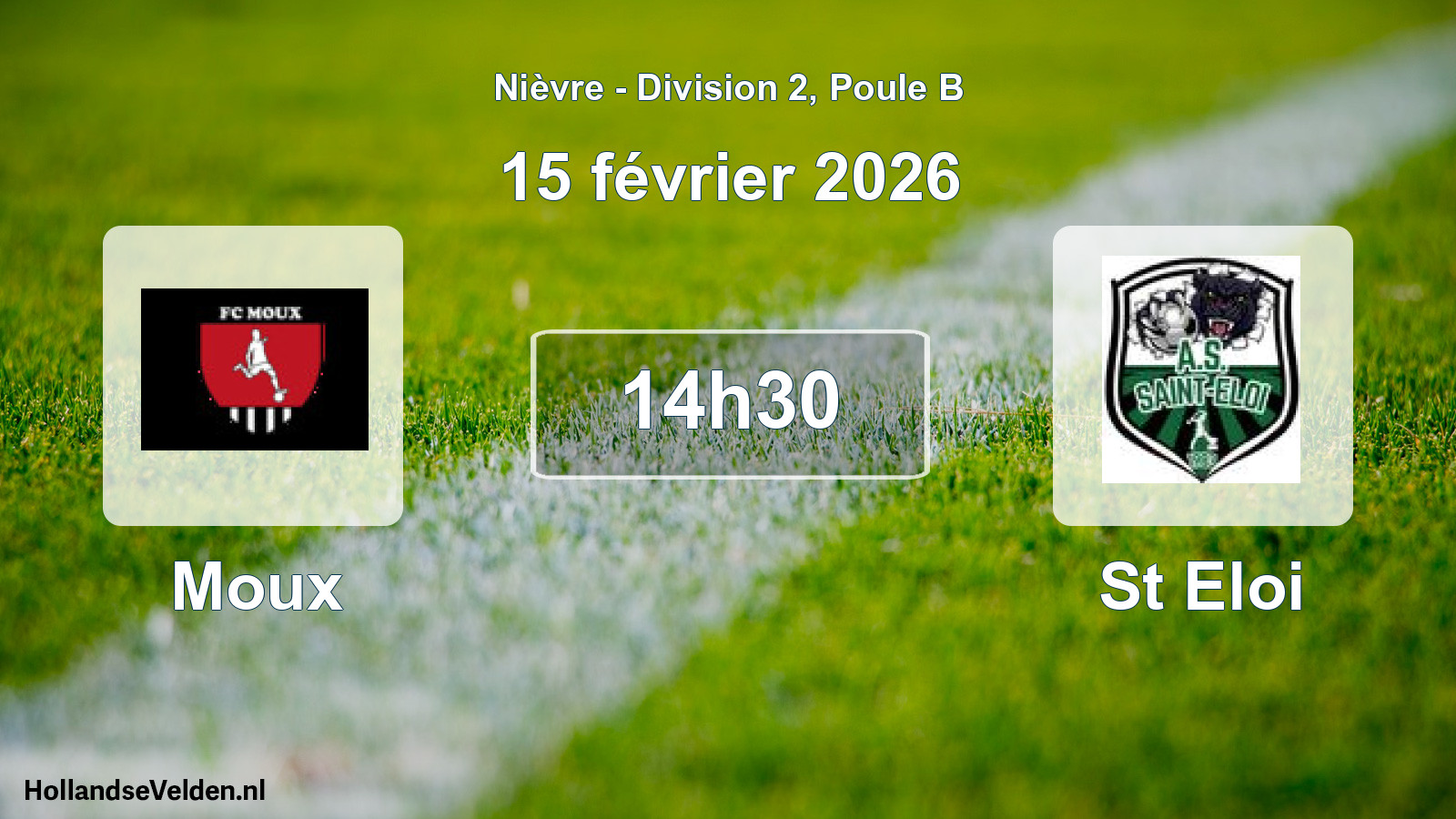 Match programmé: Moux - St Eloi (15 février 2026)
