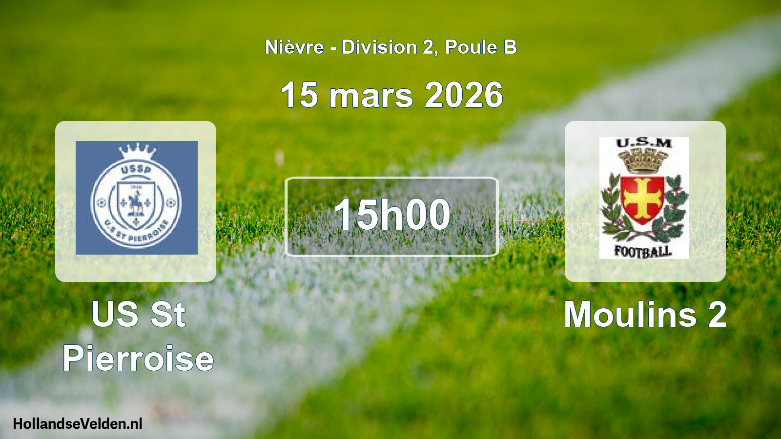 Geplande wedstrijd: US St Pierroise - Moulins 2 (15 maart 2026)