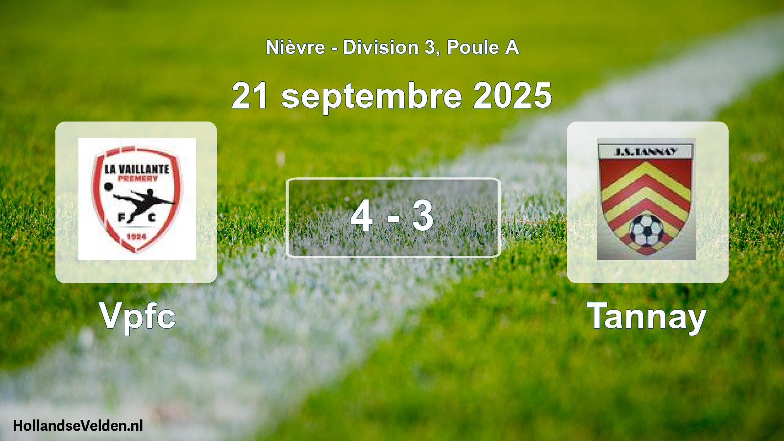 Total number of matches played: Vpfc - Tannay 4 - 3 (21 September 2025)